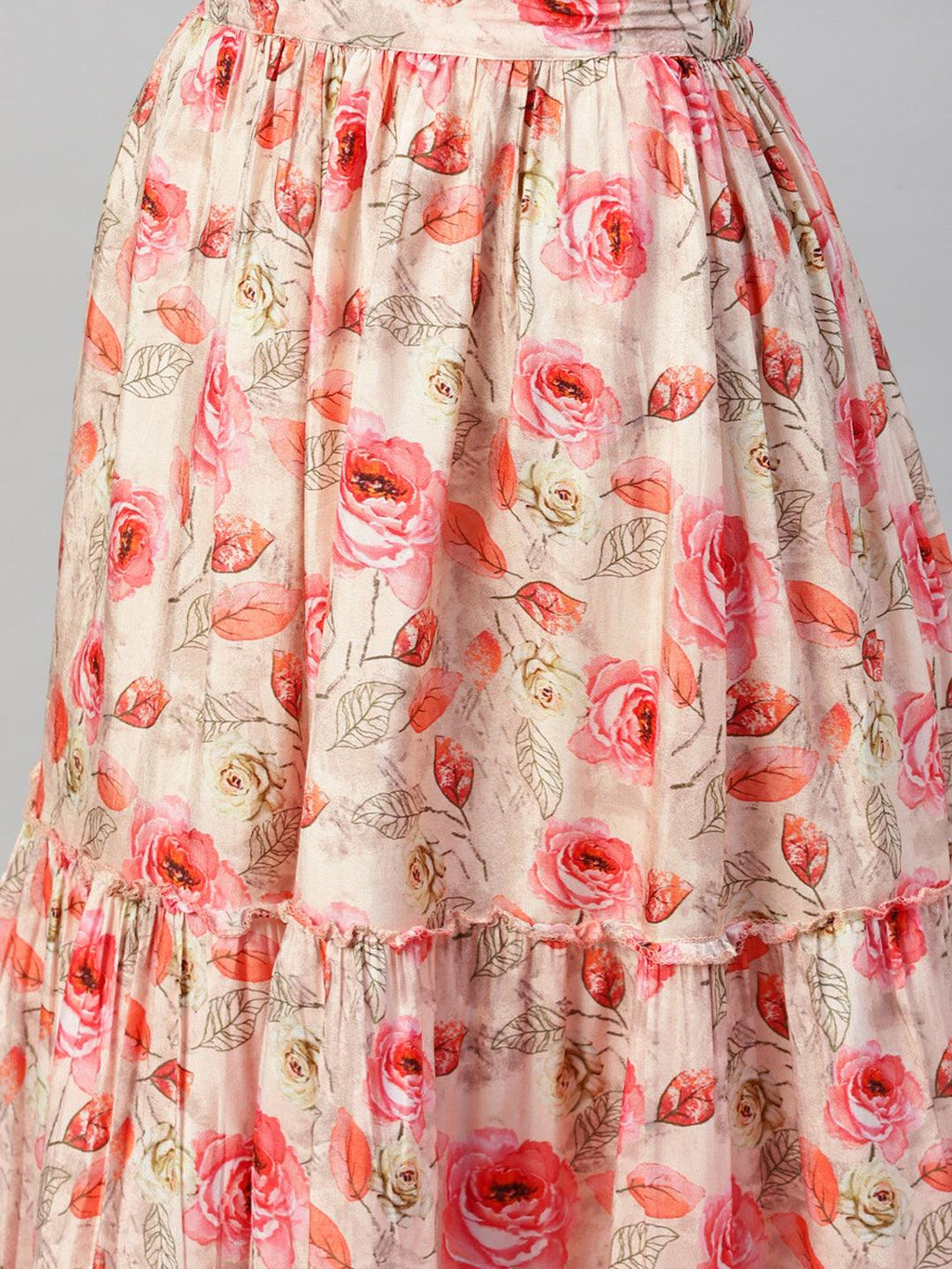Divena Pink Raw Silk Top with skirt set