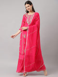 Divena Pink russian silk Hand embroidery Kurta Sharara with Organza dupatta