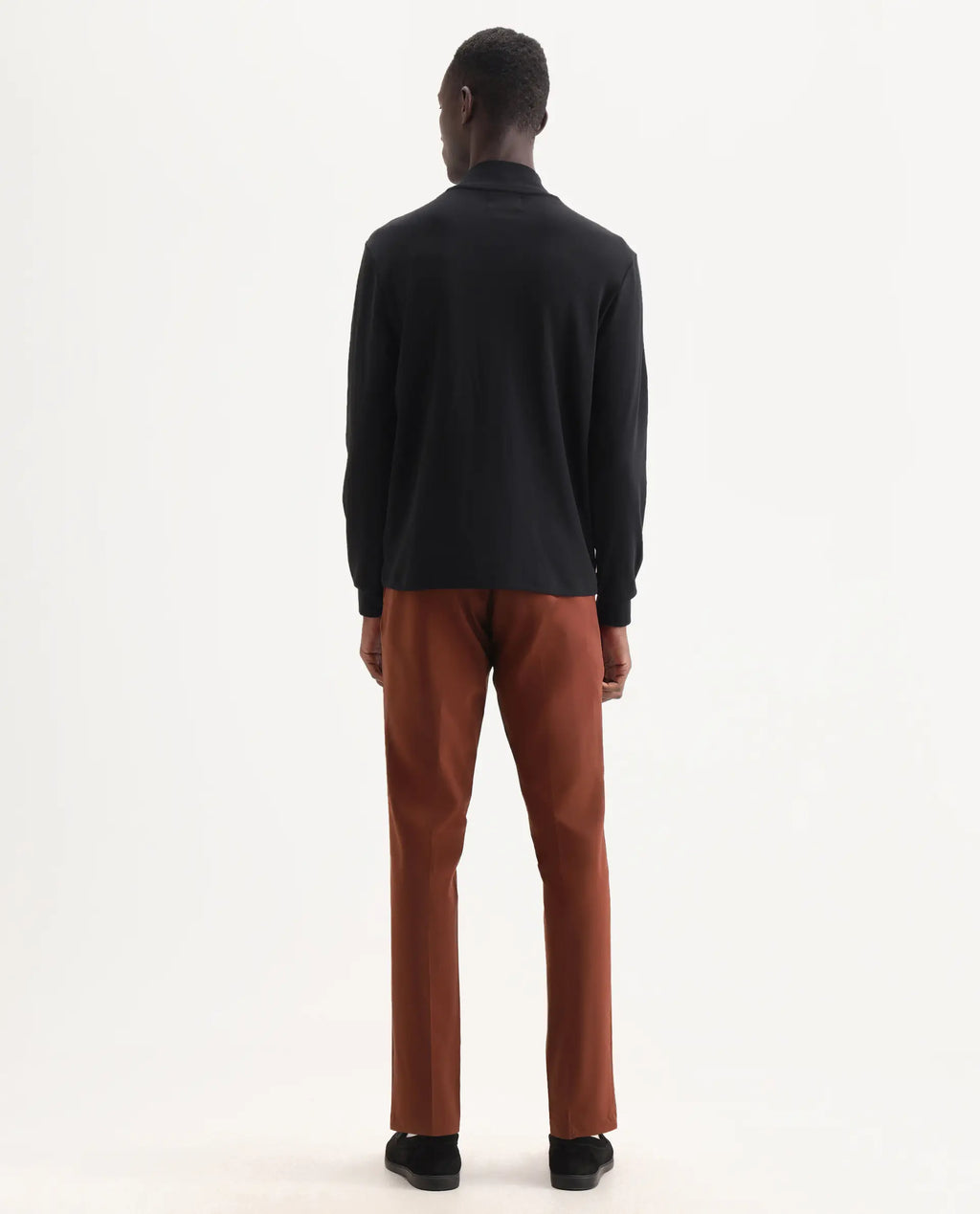 Rare Rabbit Men's Drivers Dark Rust Polyester Blend Plain Regular Fit Trouser