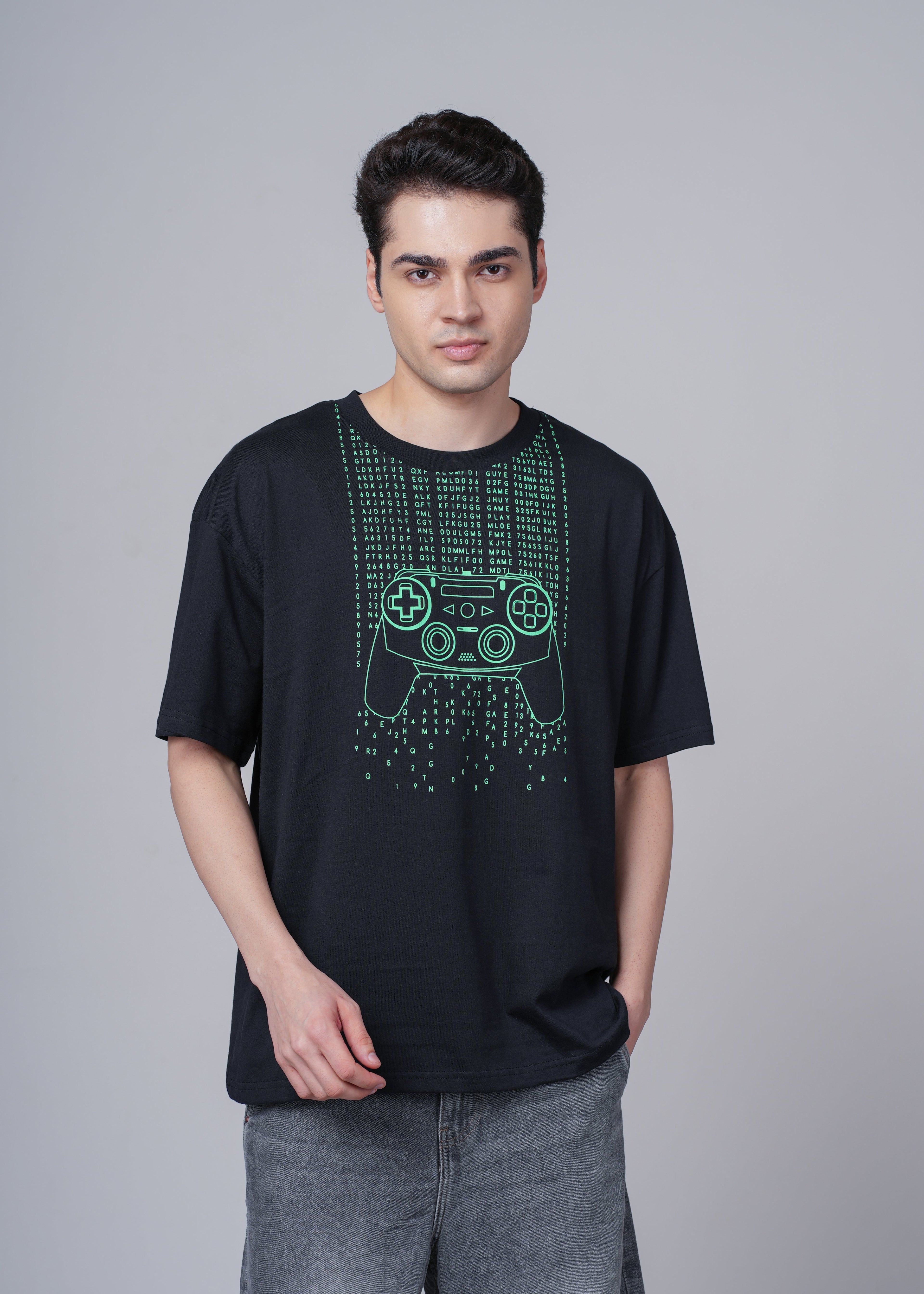 Men Black Graphic Cotton Oversized T-Shirt
