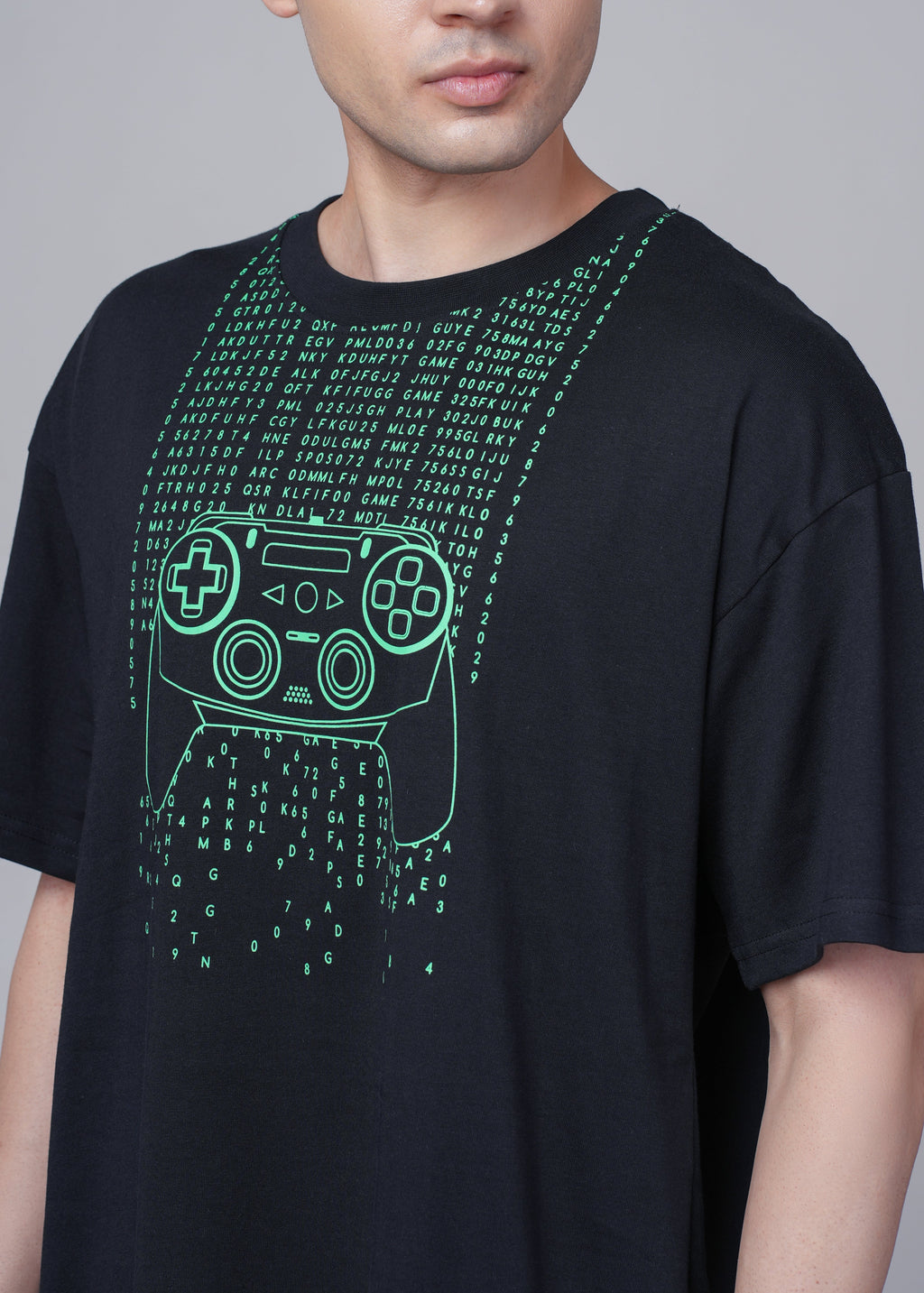 Men Black Graphic Cotton Oversized T-Shirt