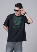 Men Black Graphic Cotton Oversized T-Shirt