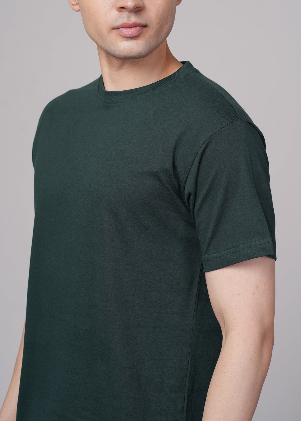 Men Green Cotton Regular T-Shirt