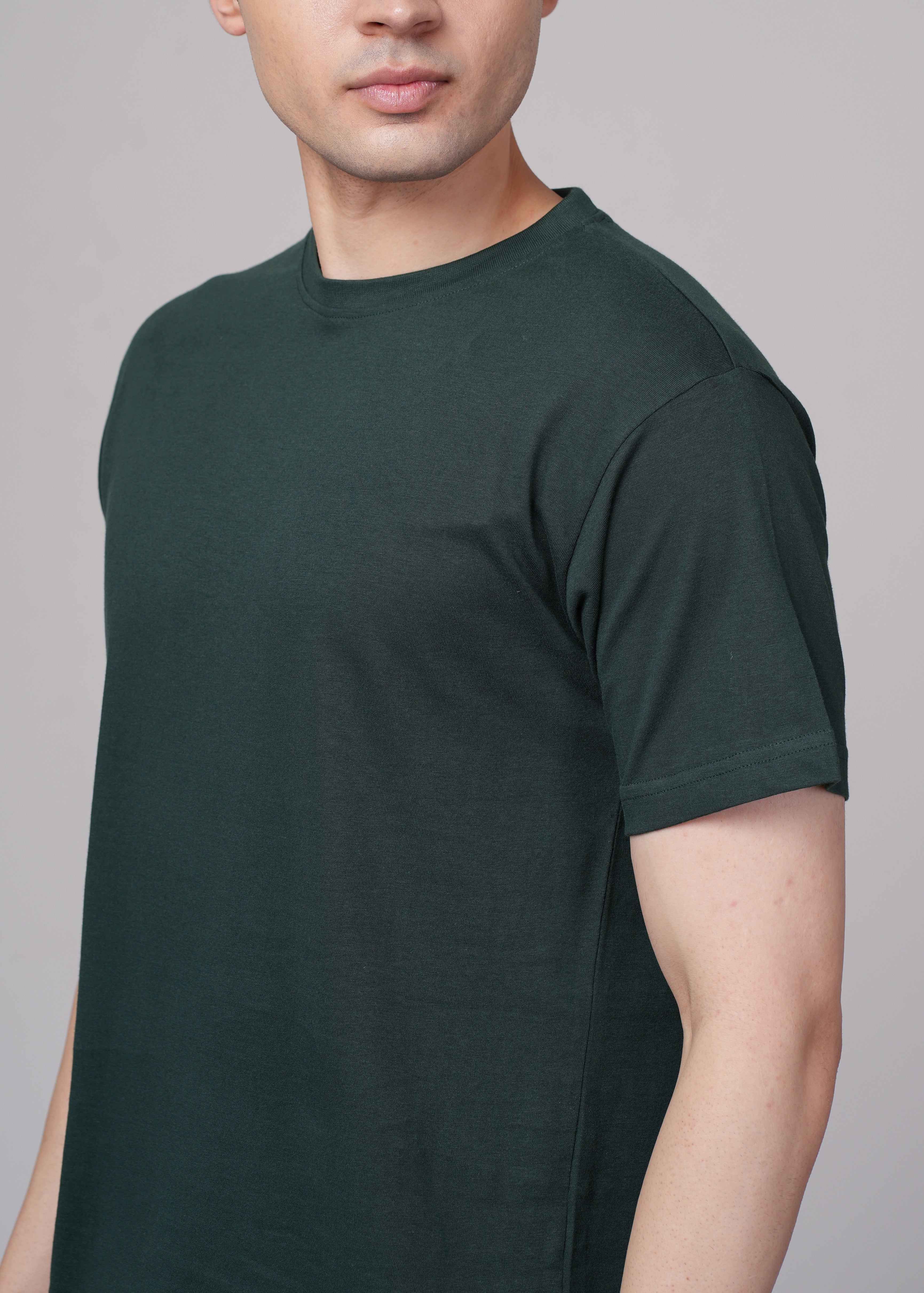 Men Green Cotton Regular T-Shirt