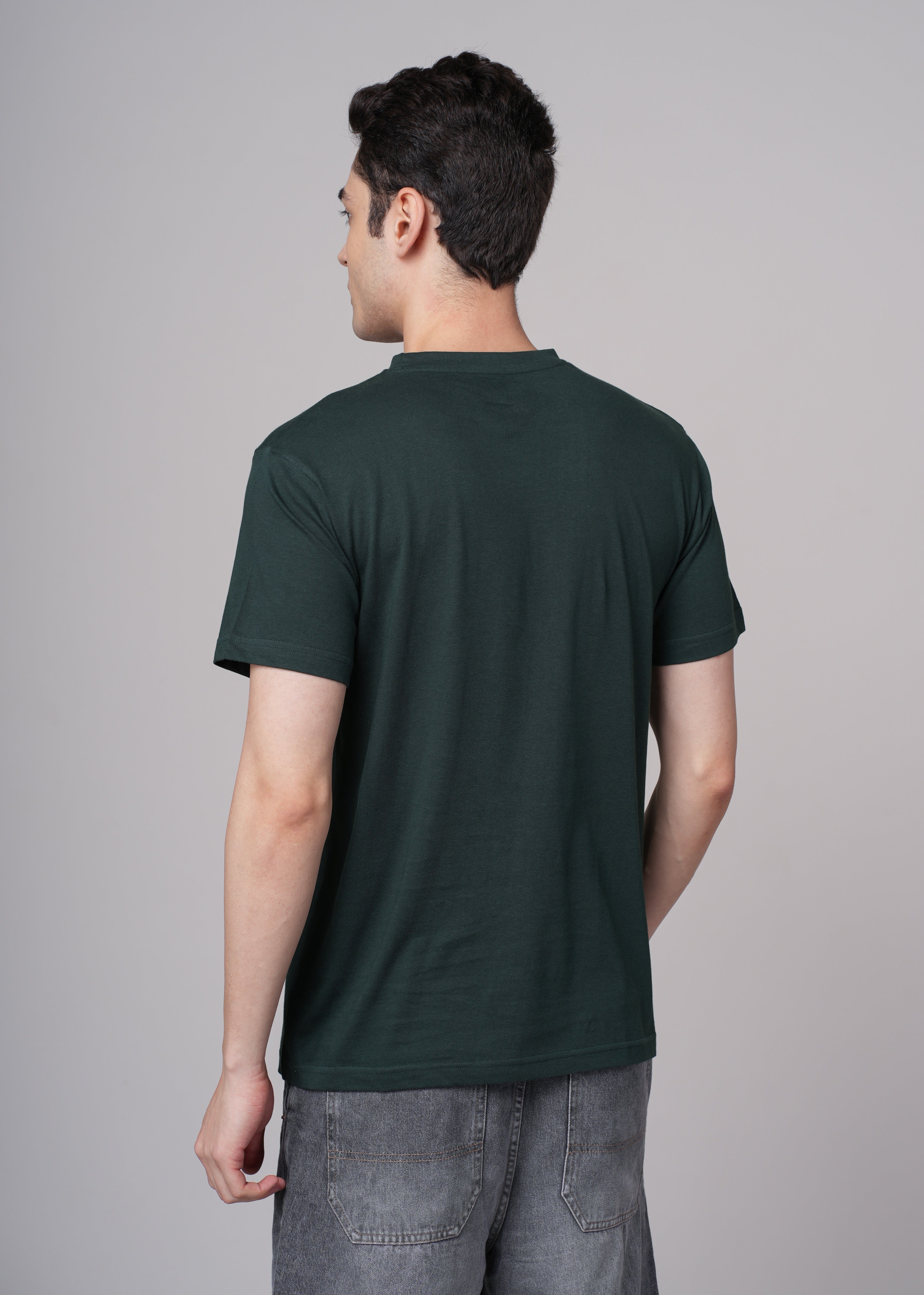 Men Green Cotton Regular T-Shirt