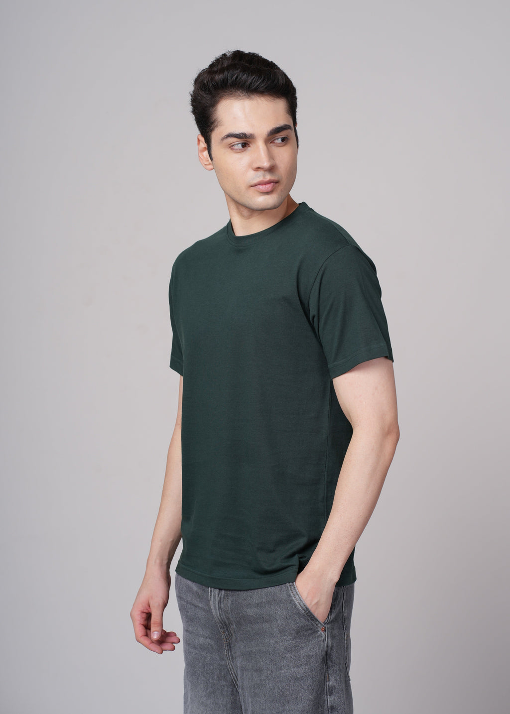 Men Green Cotton Regular T-Shirt