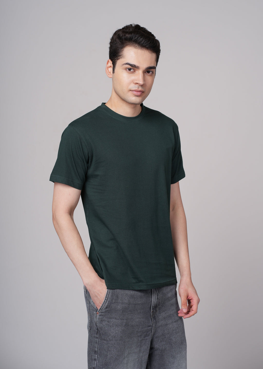 Men Green Cotton Regular T-Shirt