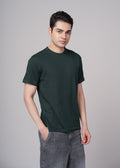 Men Green Cotton Regular T-Shirt