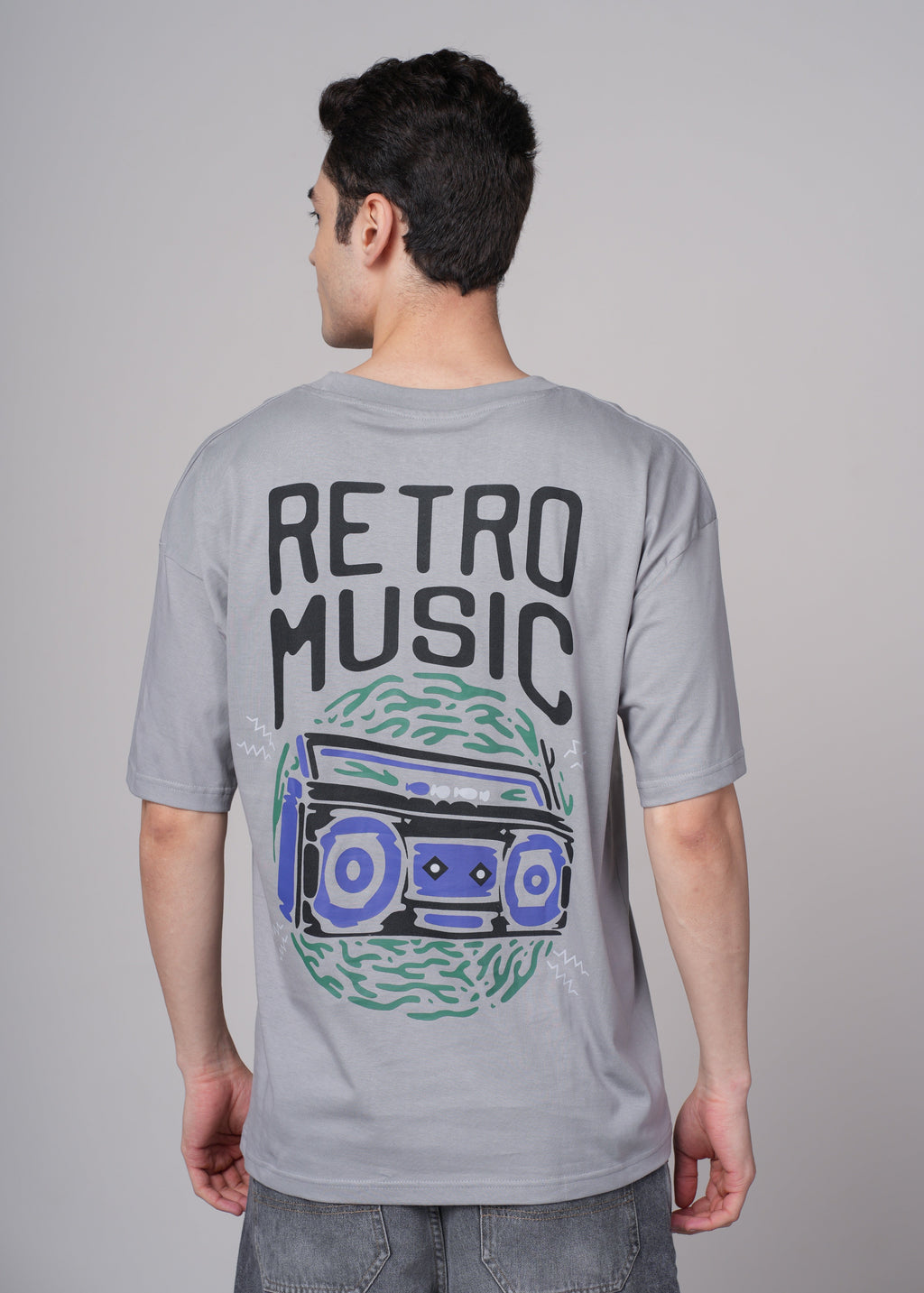 Men Grey Graphic Cotton Oversized T-Shirt