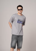 Men Grey Graphic Cotton Oversized T-Shirt