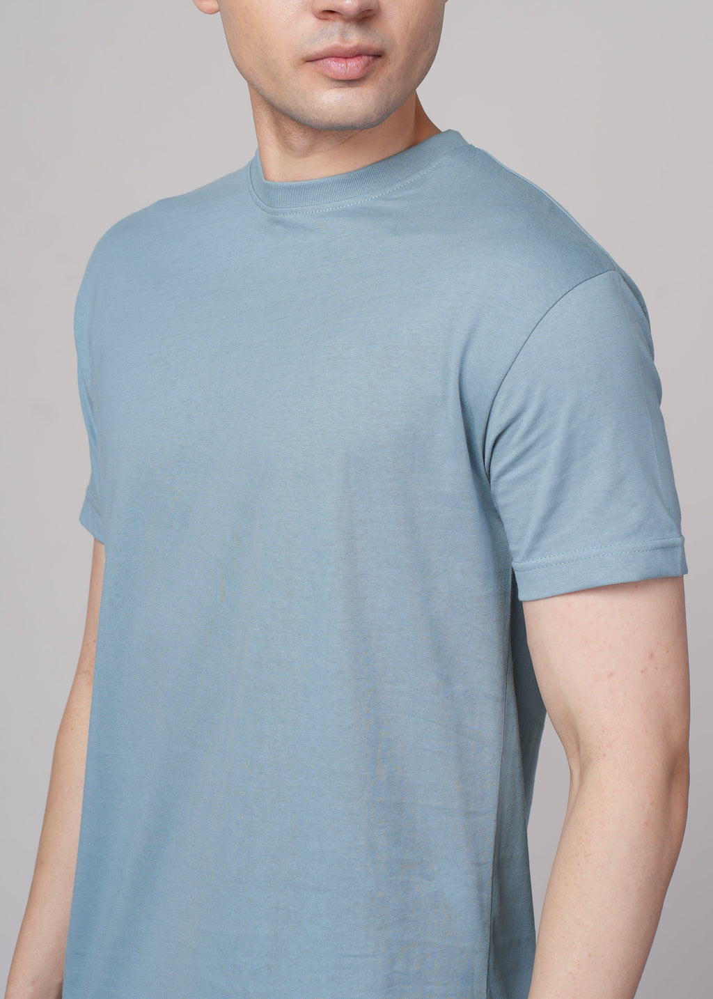 Men Blue Cotton Regular T-Shirt