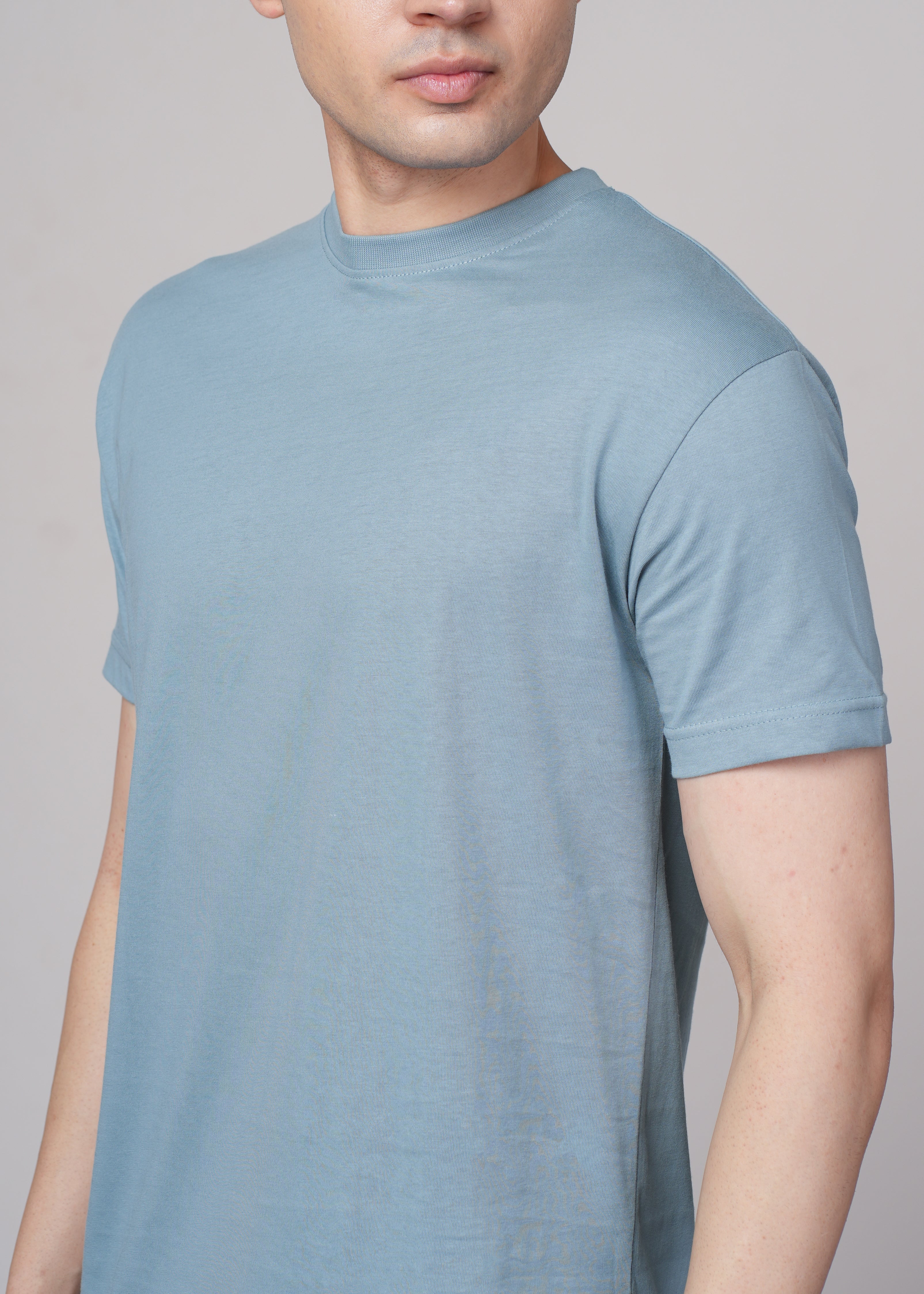 Men Blue Cotton Regular T-Shirt