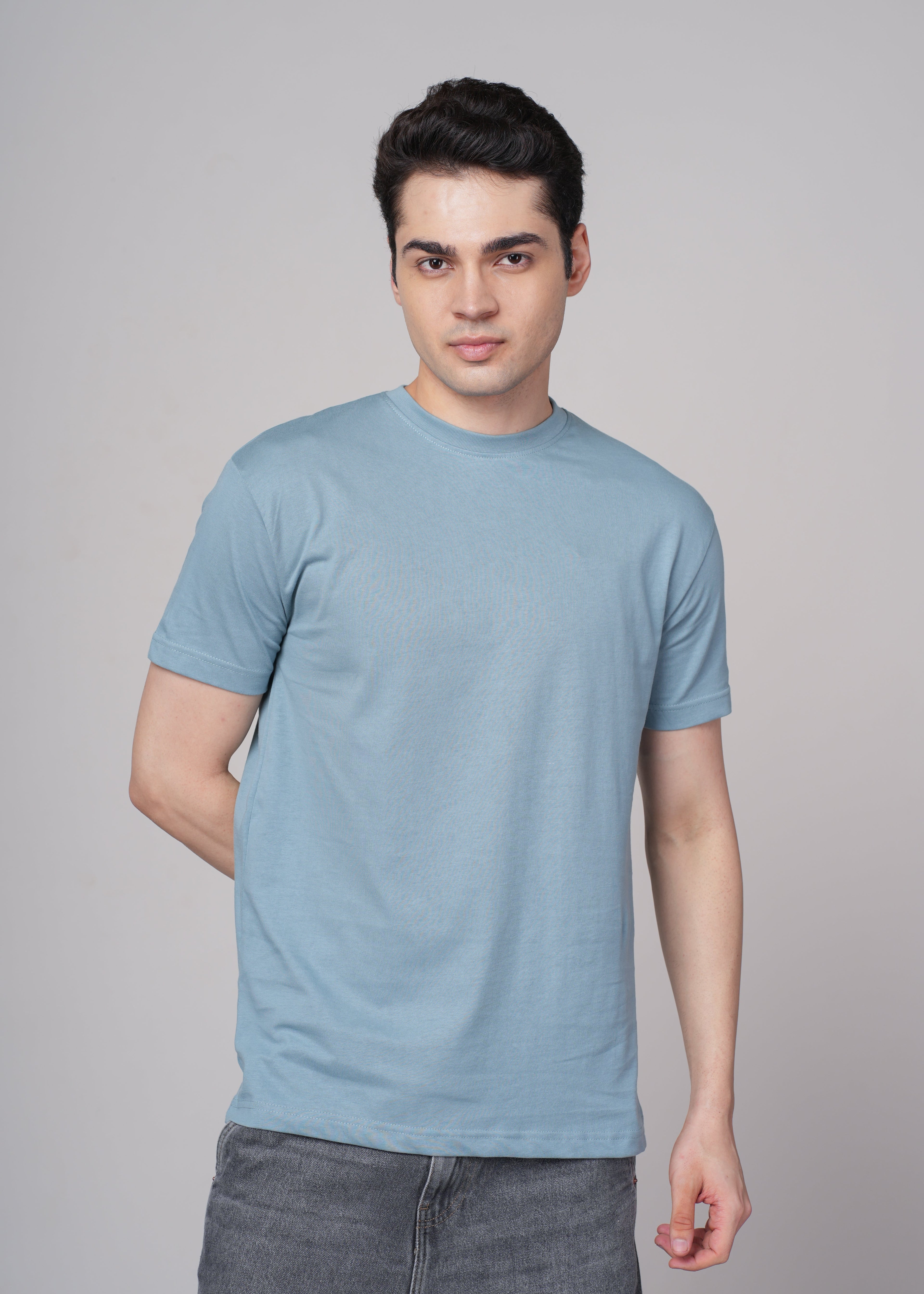 Men Blue Cotton Regular T-Shirt
