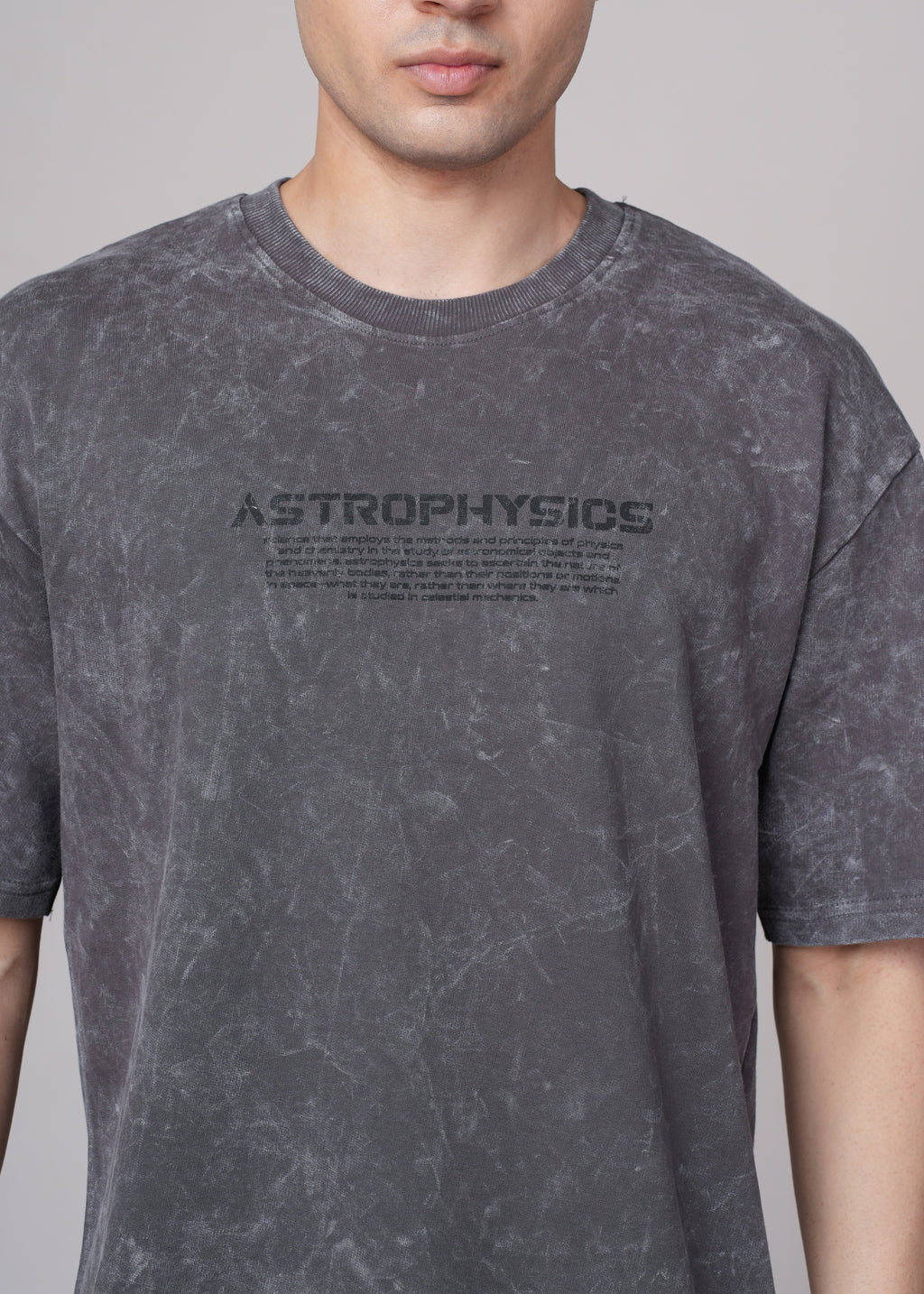 Men Grey Printed Cotton Oversized T-Shirt