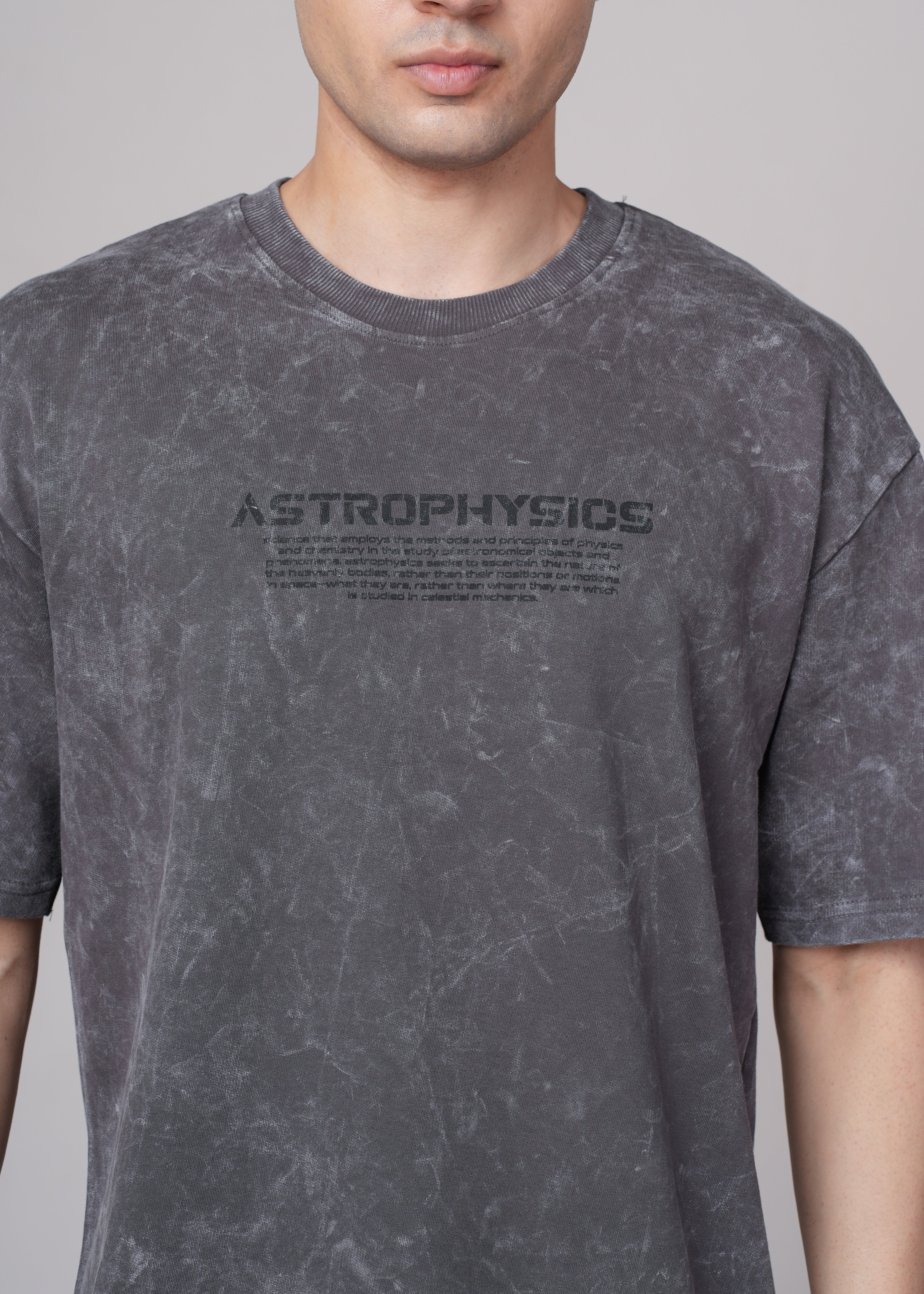 Men Grey Printed Cotton Oversized T-Shirt