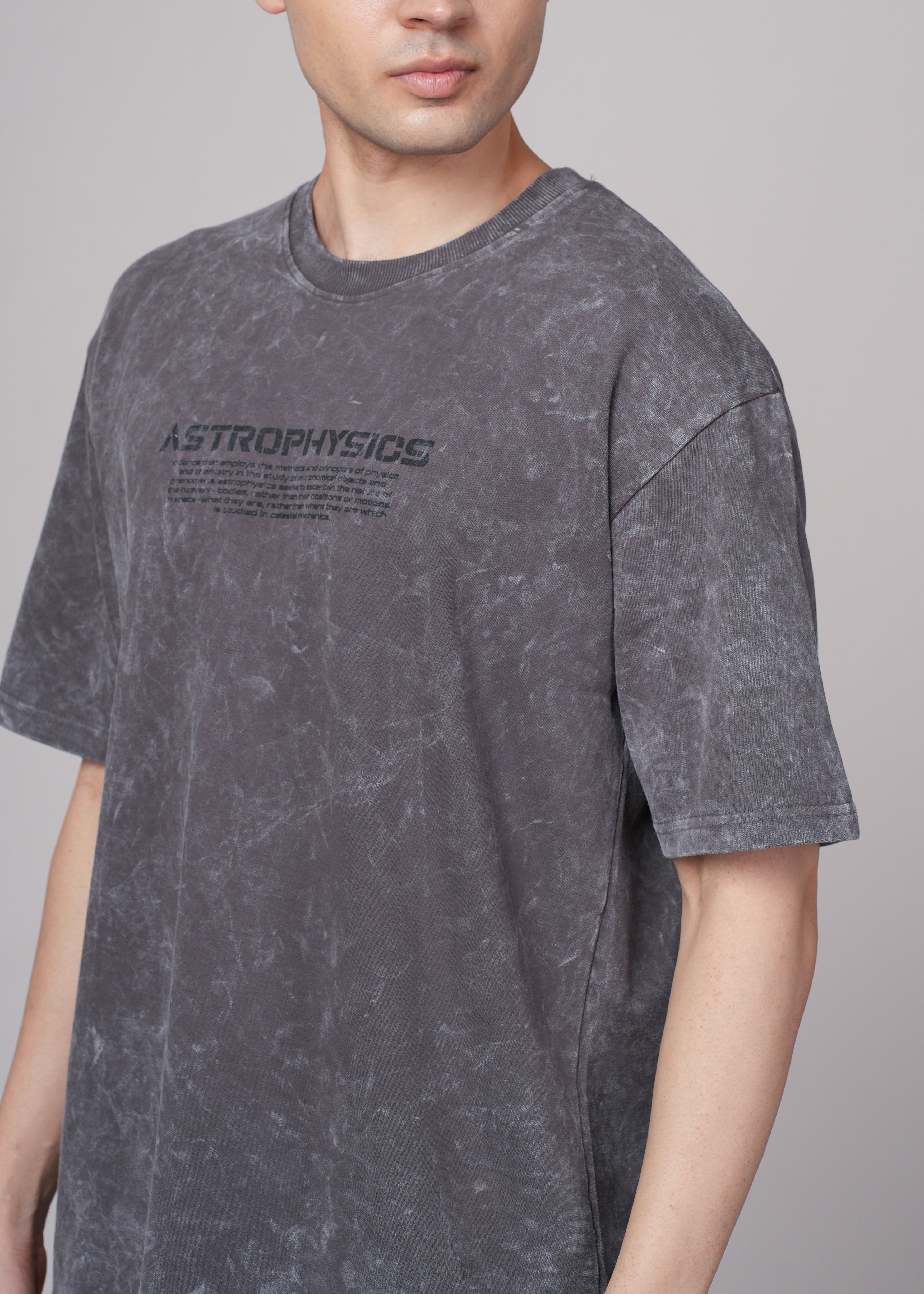 Men Grey Printed Cotton Oversized T-Shirt