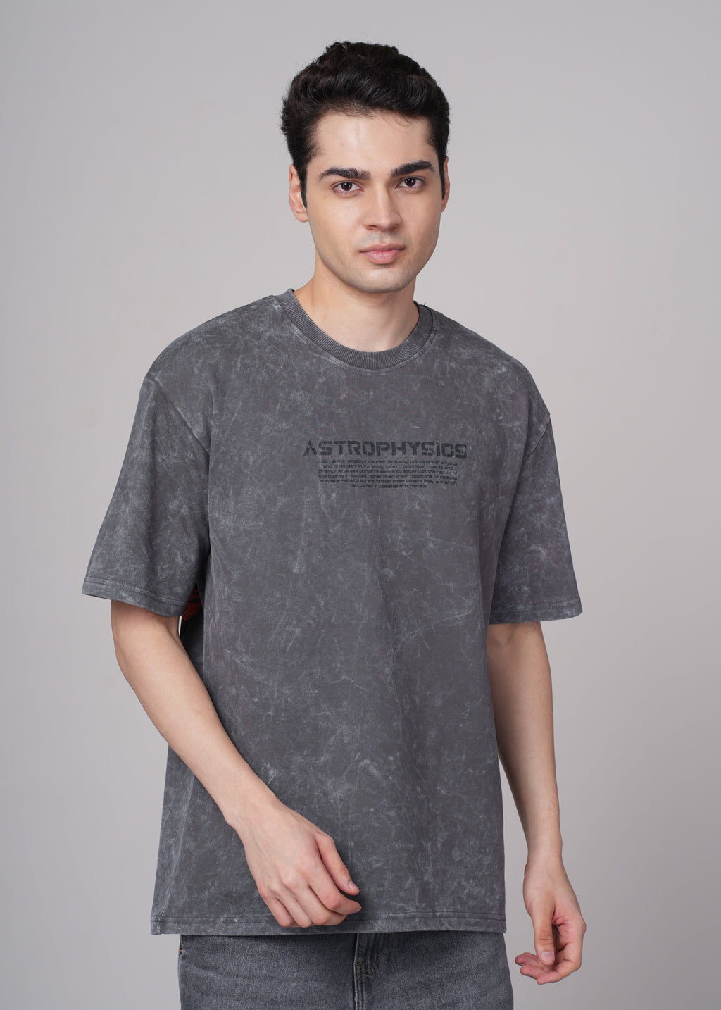 Men Grey Printed Cotton Oversized T-Shirt