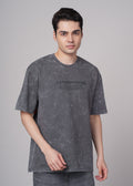 Men Grey Printed Cotton Oversized T-Shirt