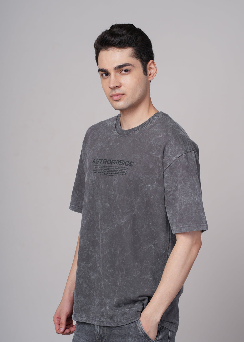 Men Grey Printed Cotton Oversized T-Shirt
