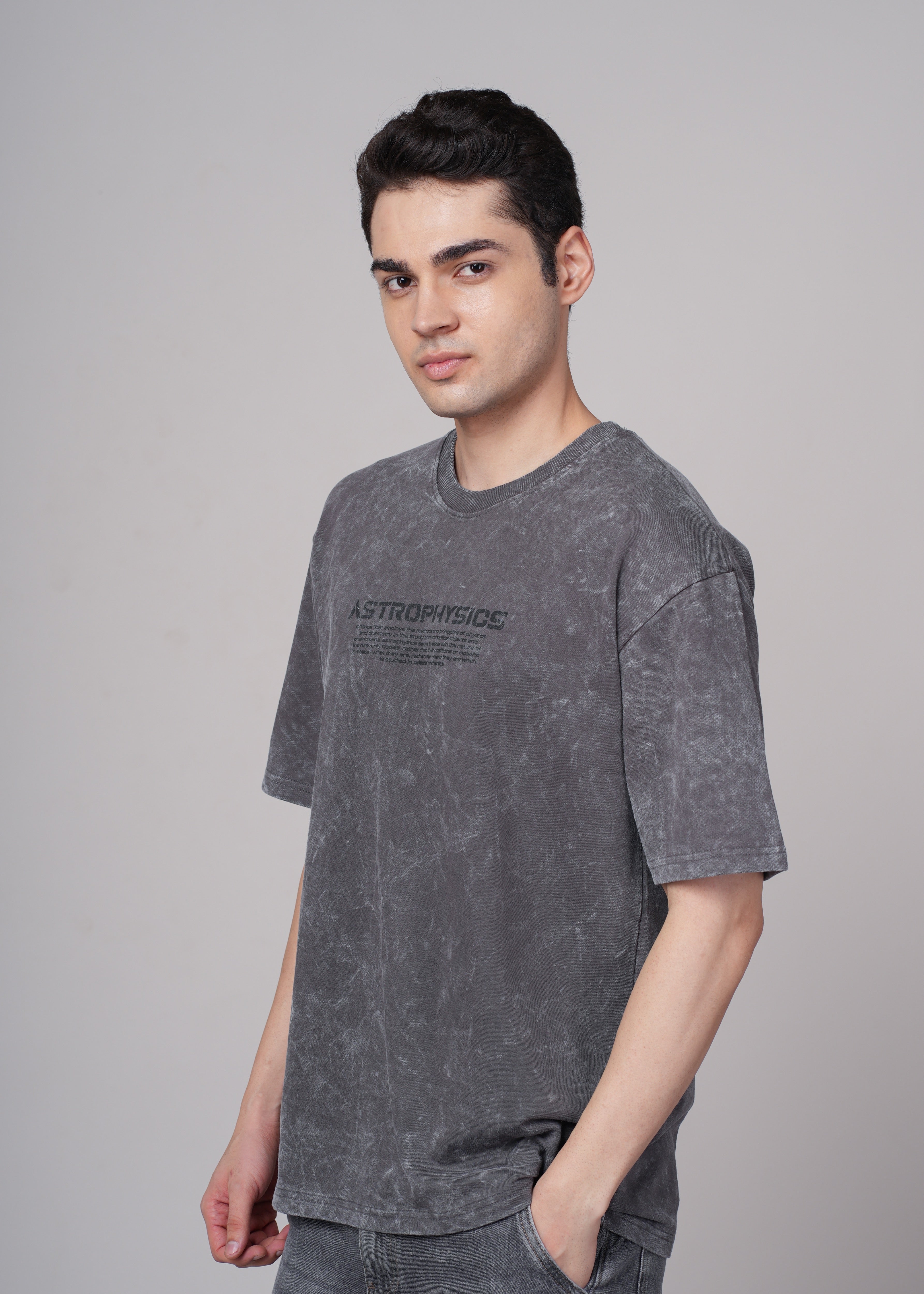 Men Grey Printed Cotton Oversized T-Shirt