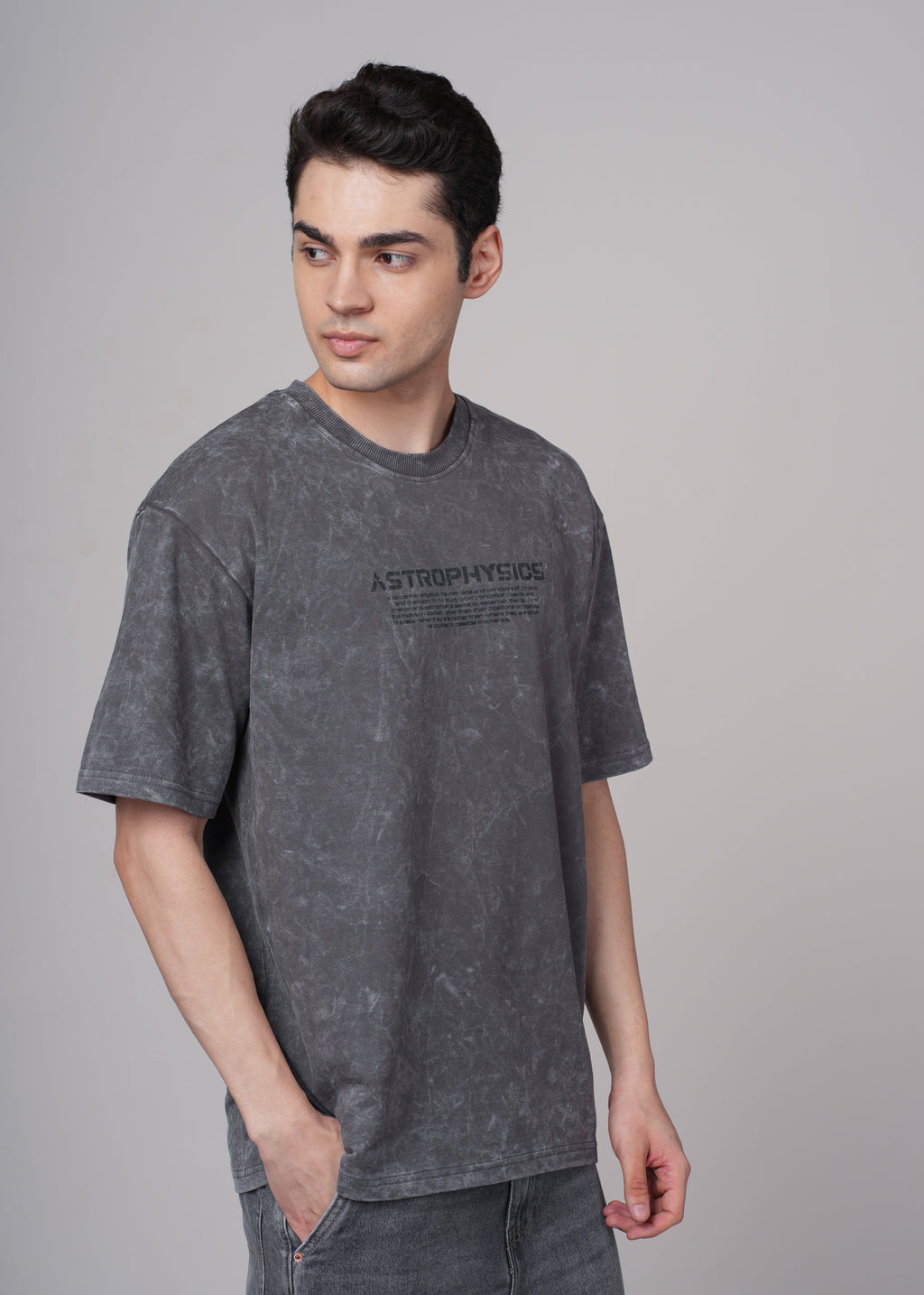 Men Grey Printed Cotton Oversized T-Shirt