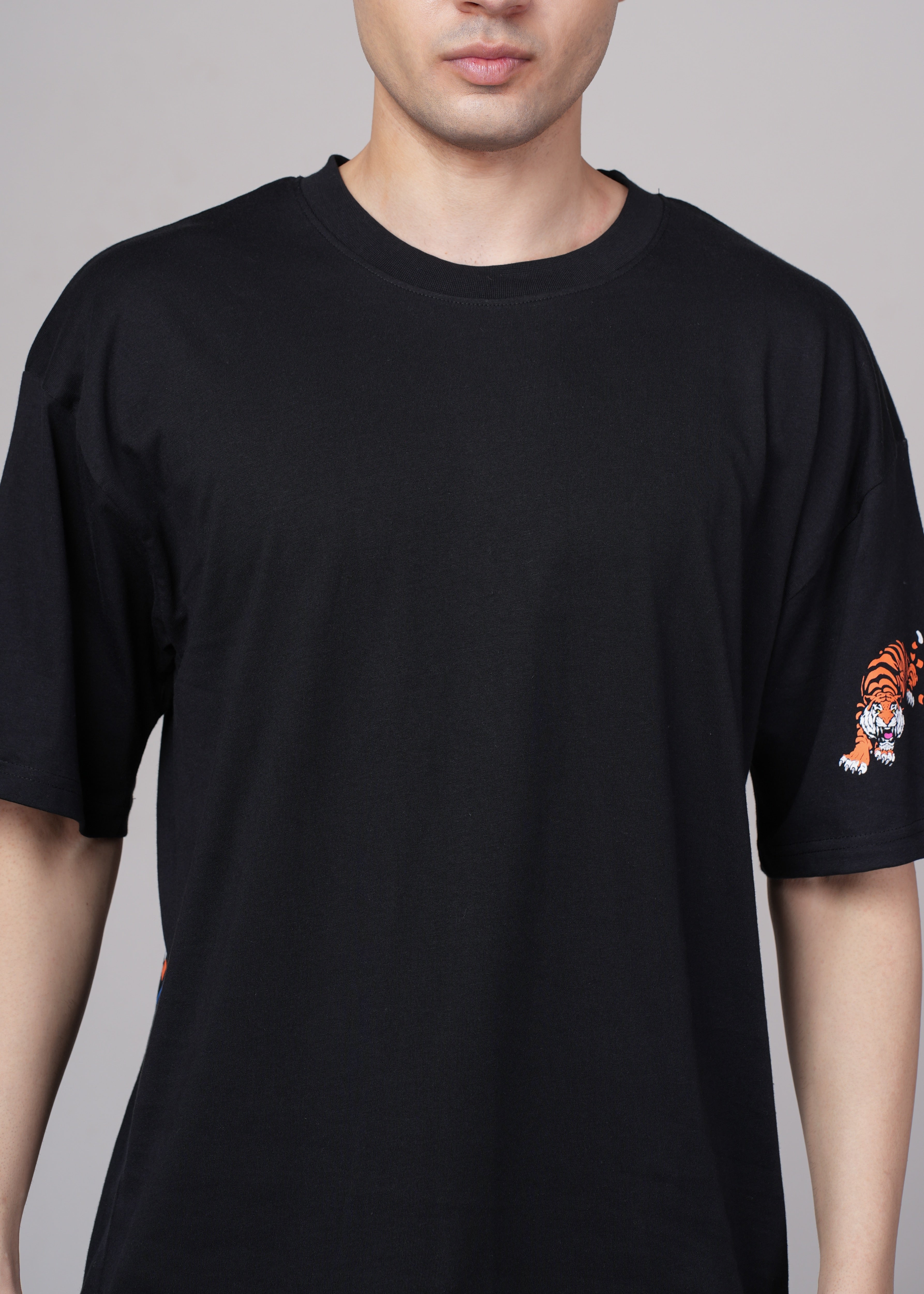 Men Black Graphic Cotton Oversized T-Shirt