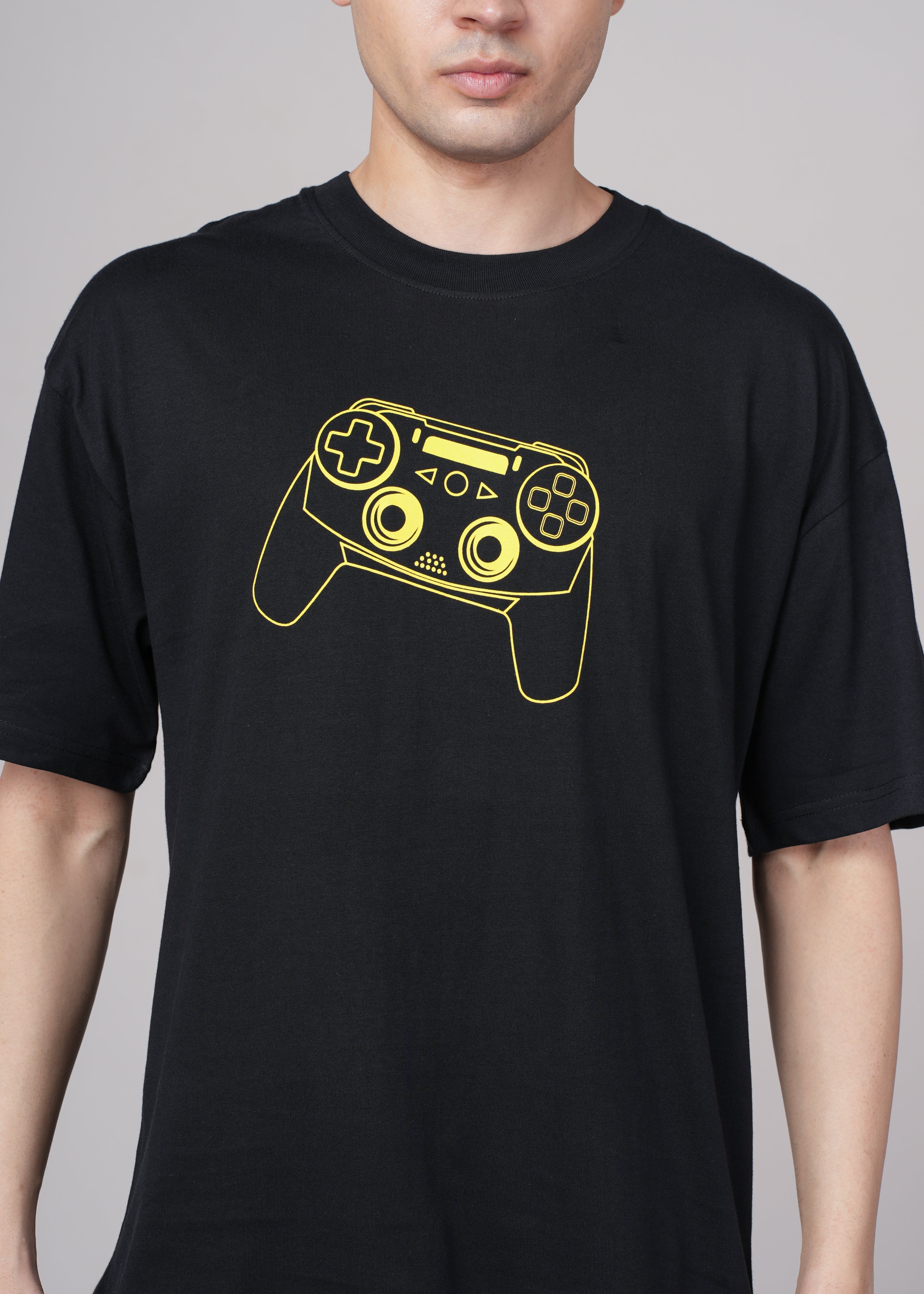 Men Black Graphic Cotton Oversized T-Shirt