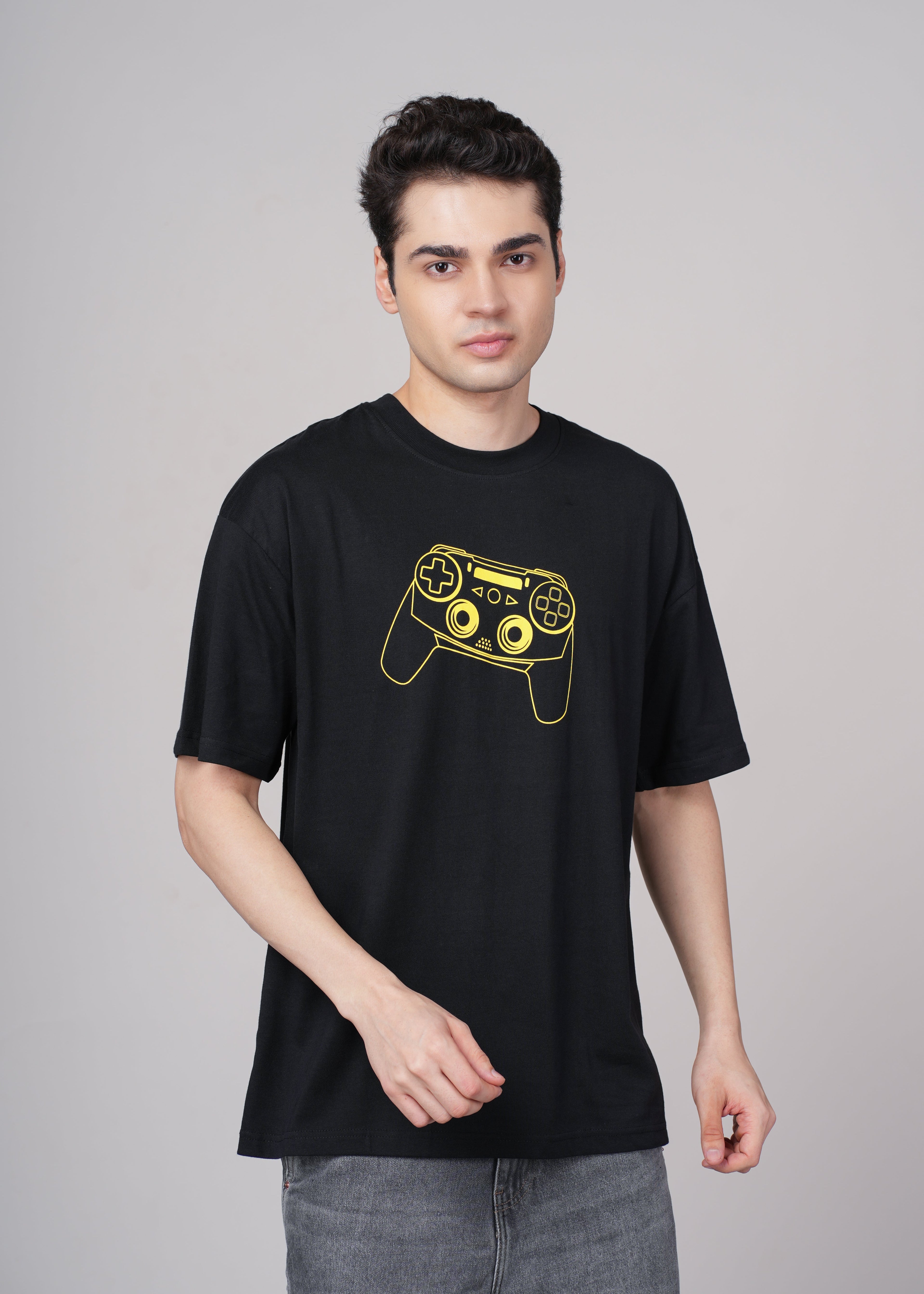 Men Black Graphic Cotton Oversized T-Shirt