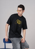 Men Black Graphic Cotton Oversized T-Shirt