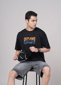 Men Black Printed Cotton Oversized T-Shirt