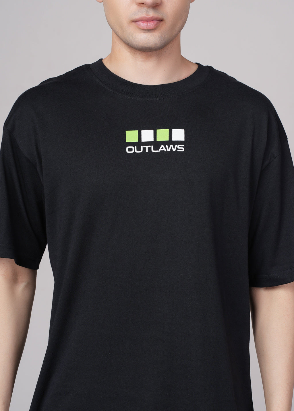 Men Black Printed Cotton Oversized T-Shirt