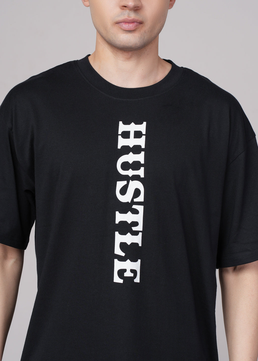 Men Black Graphic Cotton Oversized T-Shirt