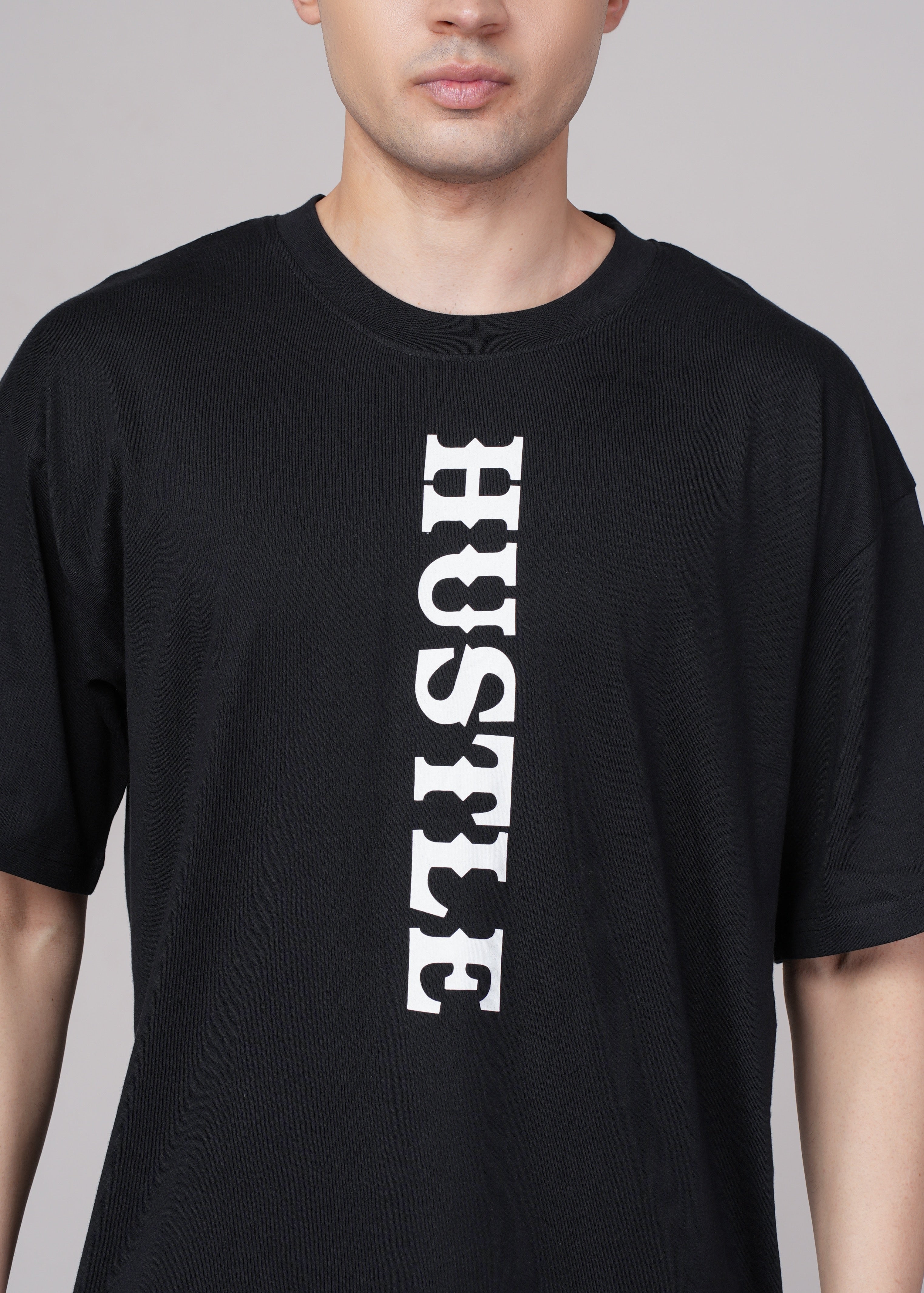 Men Black Graphic Cotton Oversized T-Shirt
