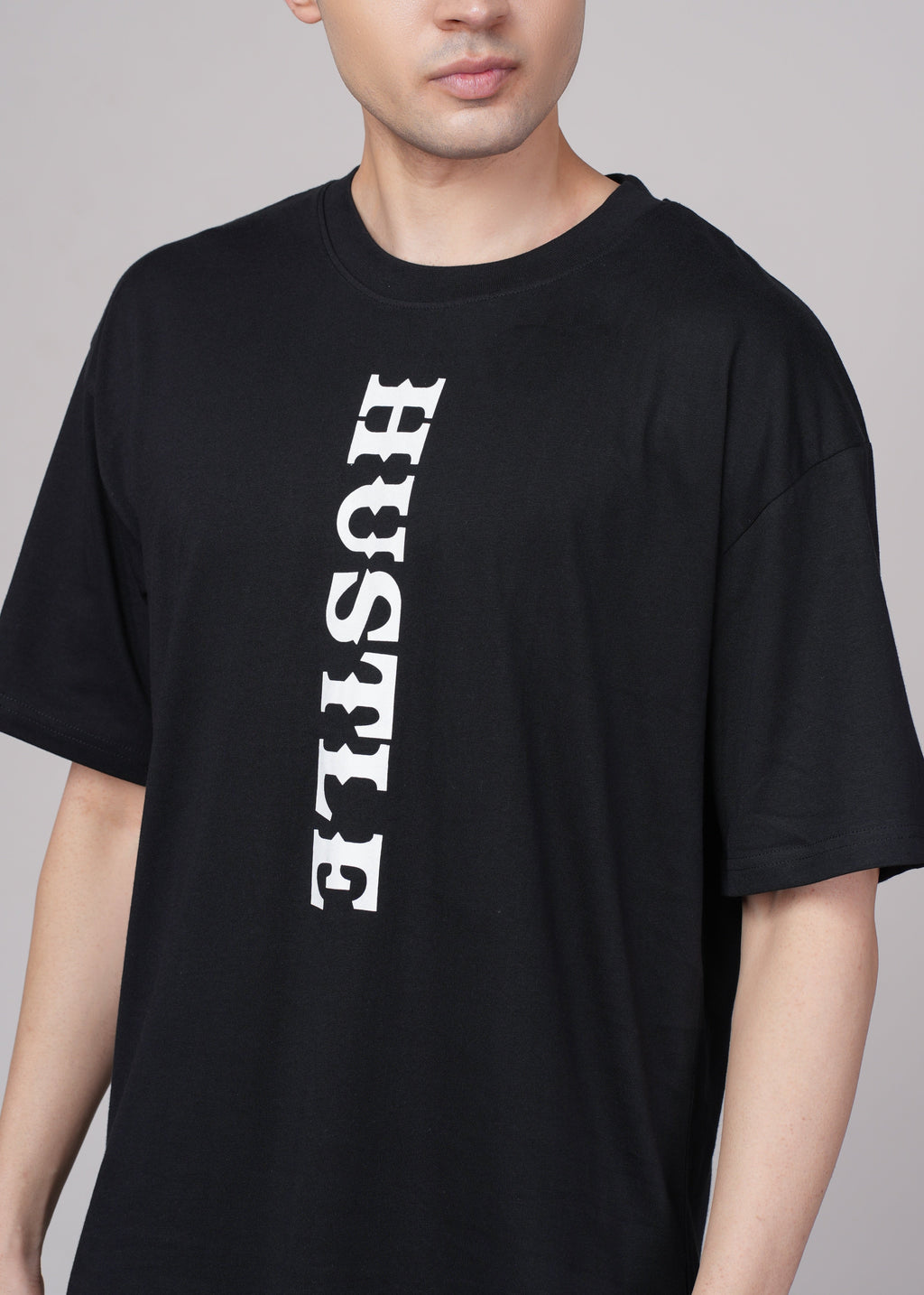 Men Black Graphic Cotton Oversized T-Shirt