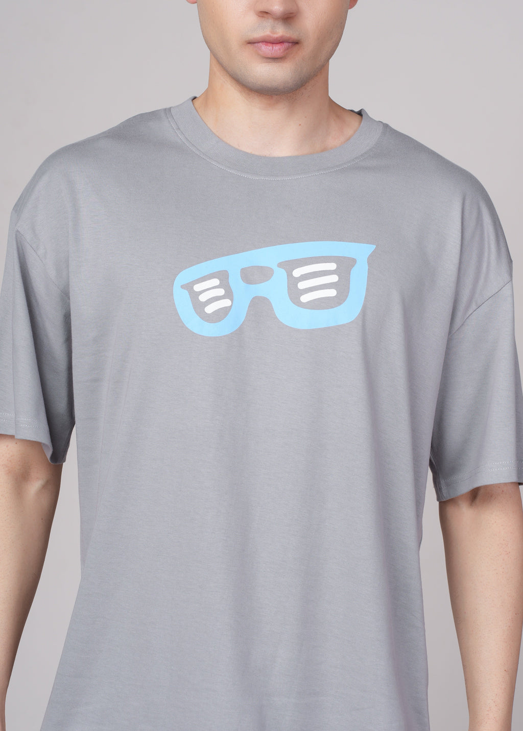 Men Grey Graphic Cotton Oversized T-Shirt