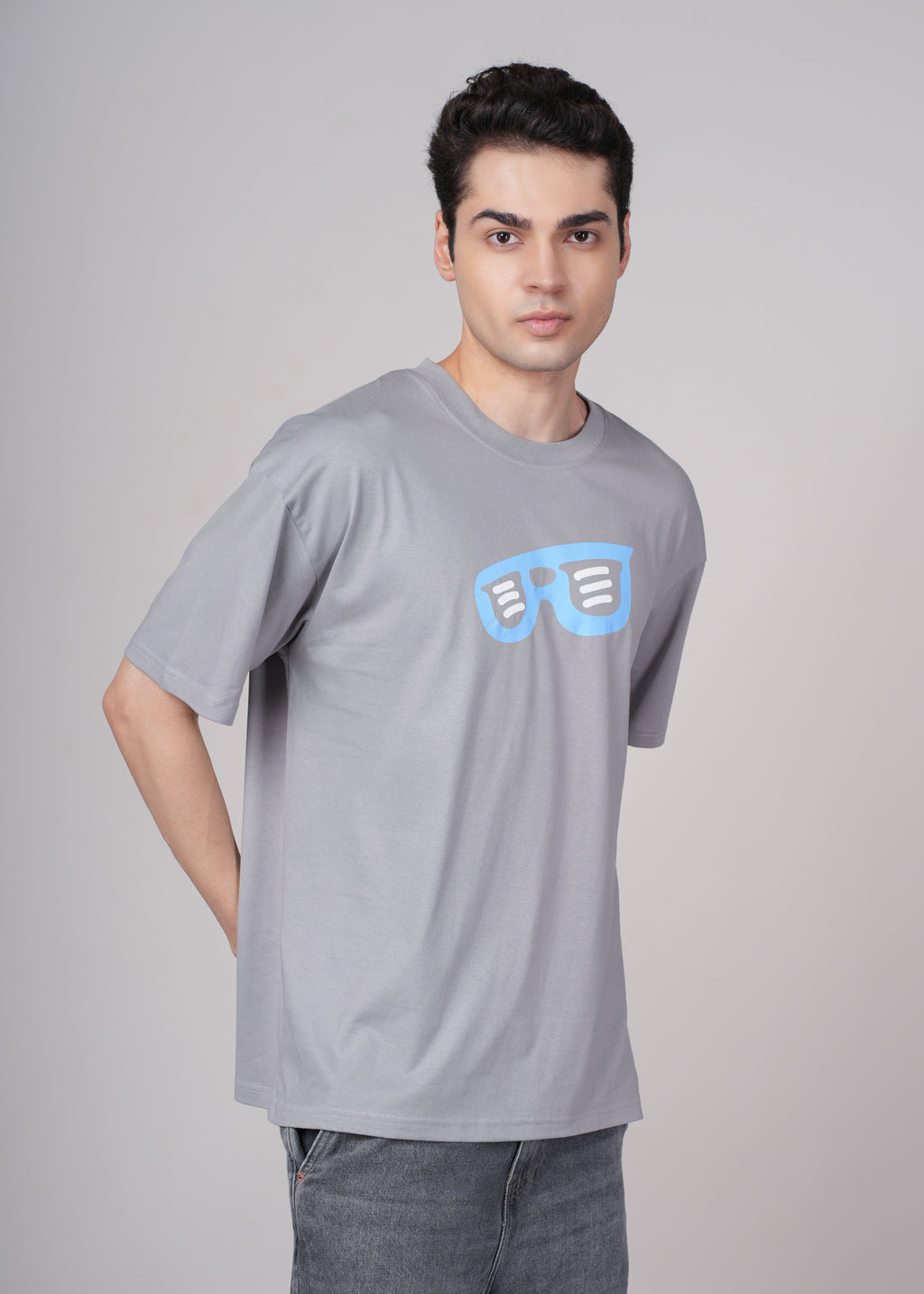 Men Grey Graphic Cotton Oversized T-Shirt