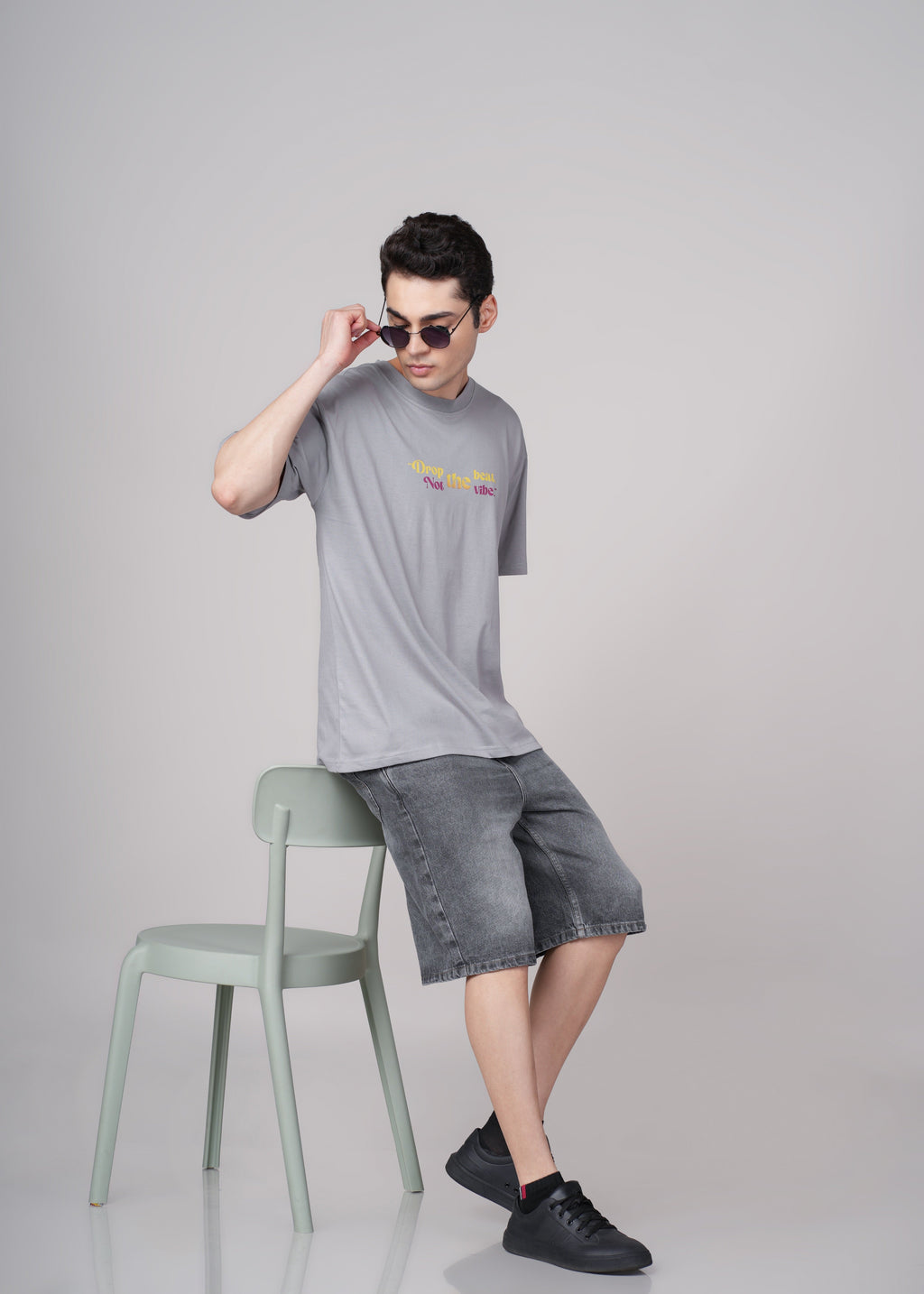 Men Grey Printed Cotton Oversized T-Shirt