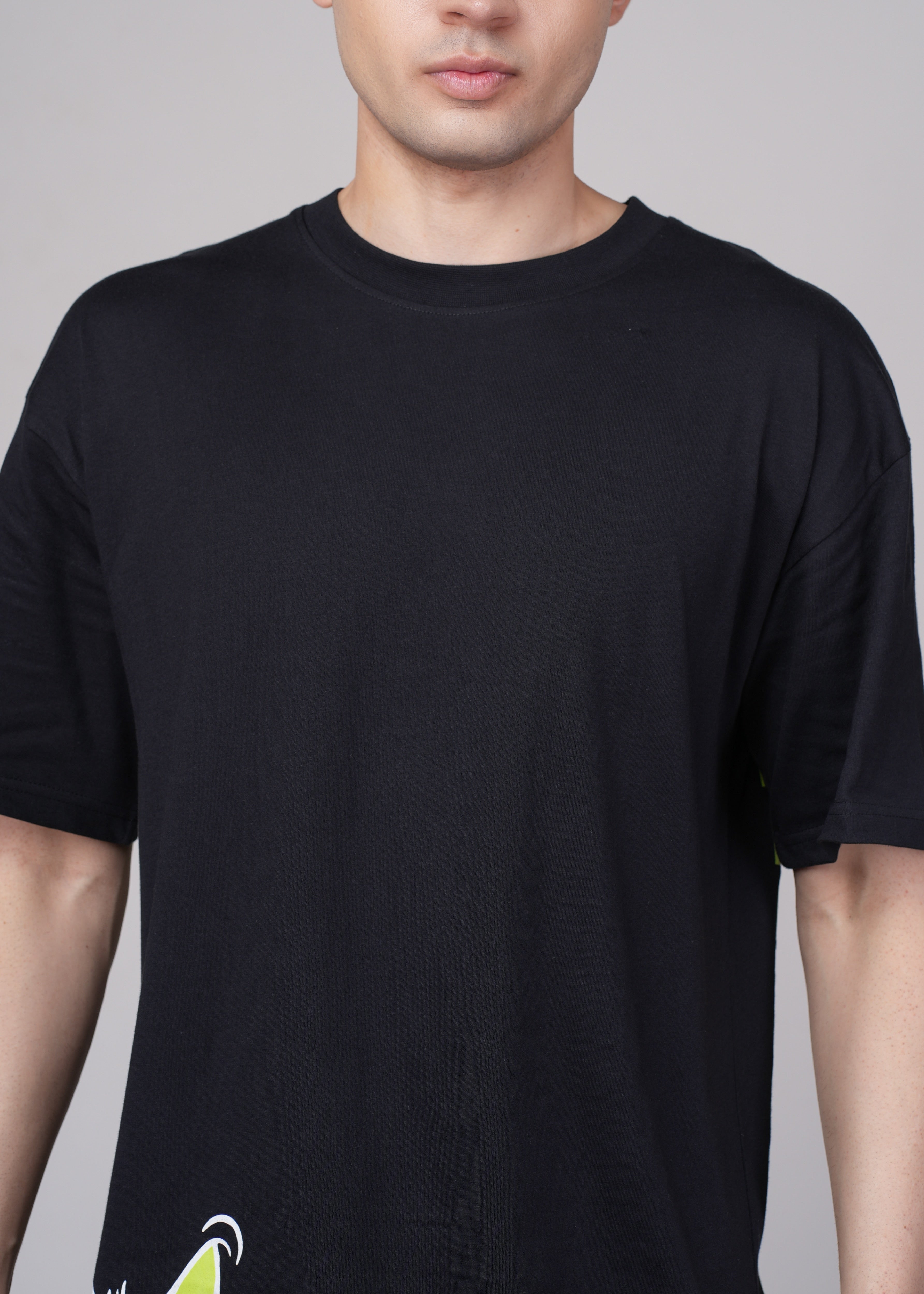 Men Black Graphic Cotton Oversized T-Shirt