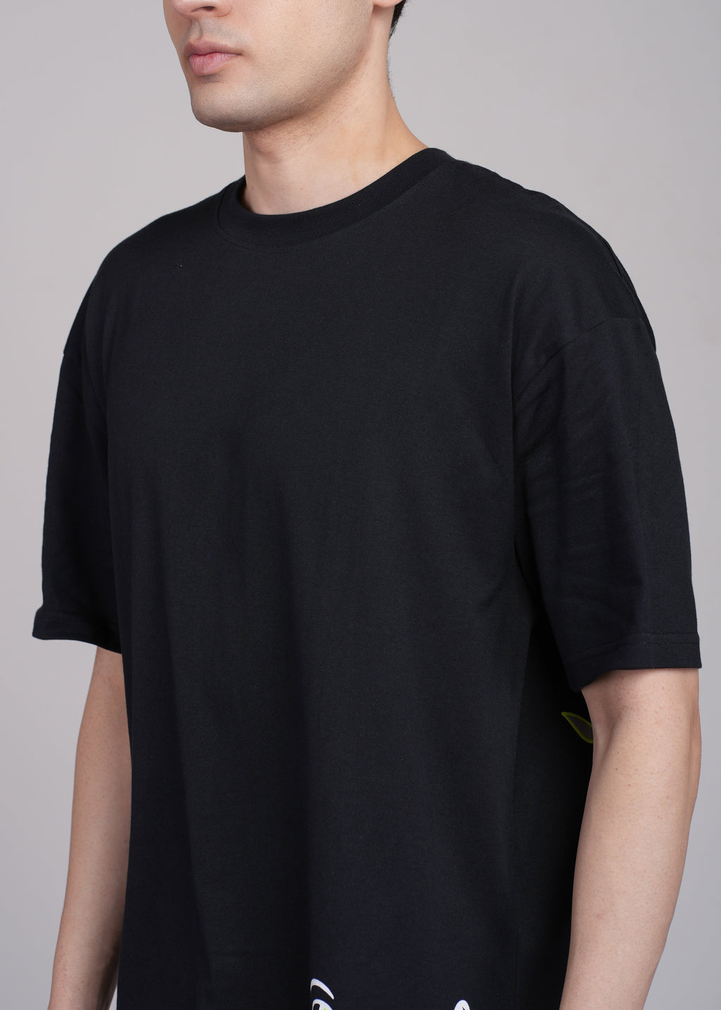 Men Black Graphic Cotton Oversized T-Shirt