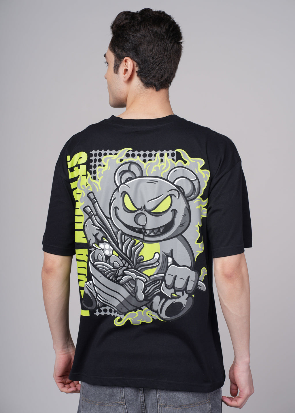 Men Black Graphic Cotton Oversized T-Shirt