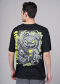 Men Black Graphic Cotton Oversized T-Shirt