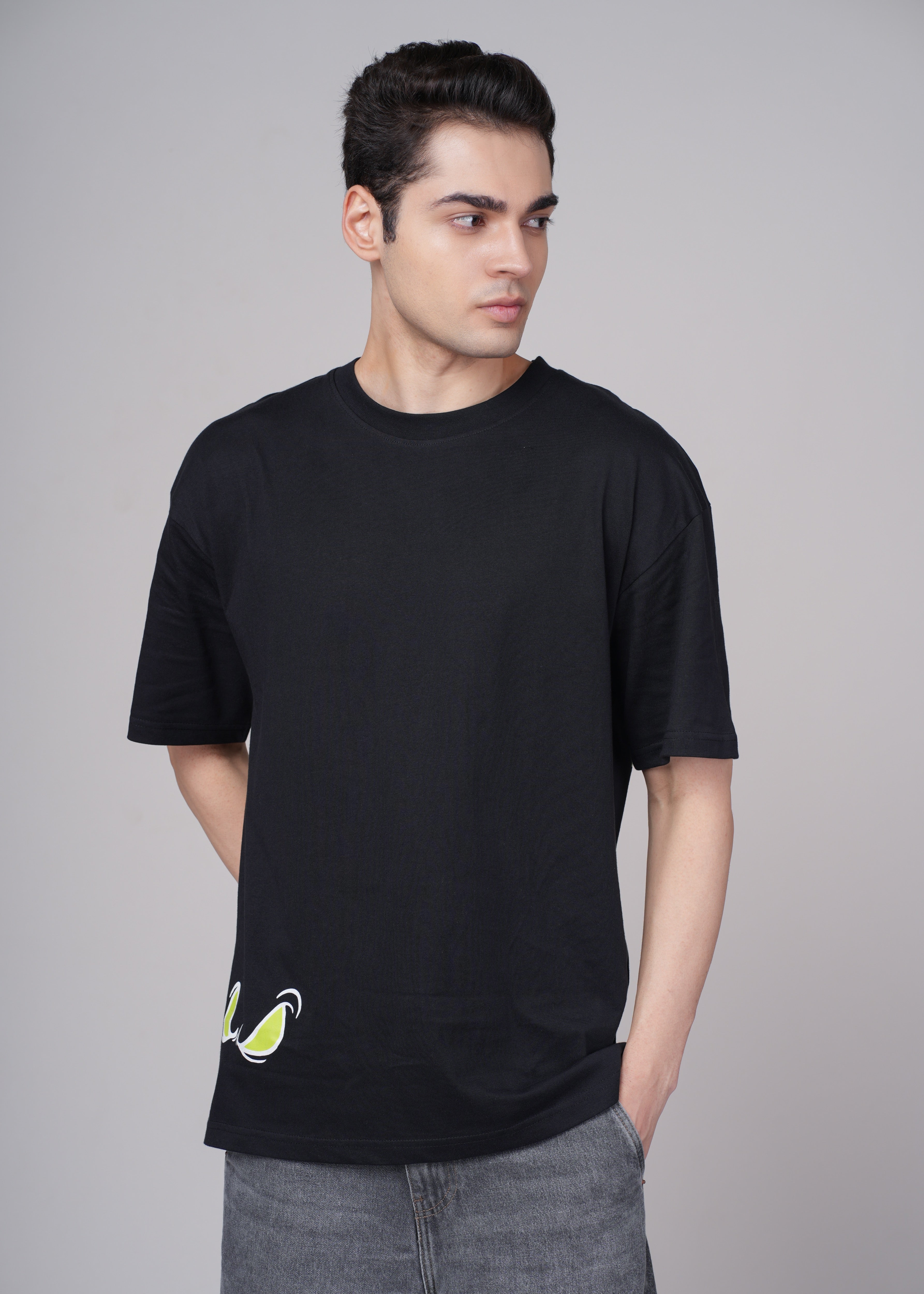 Men Black Graphic Cotton Oversized T-Shirt