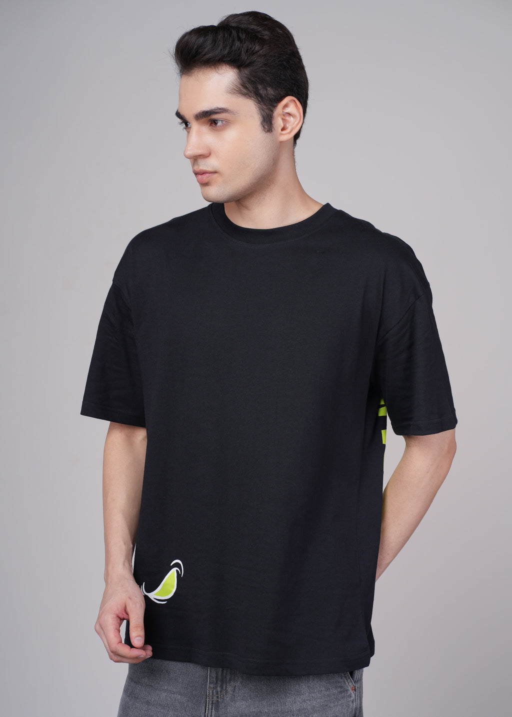 Men Black Graphic Cotton Oversized T-Shirt