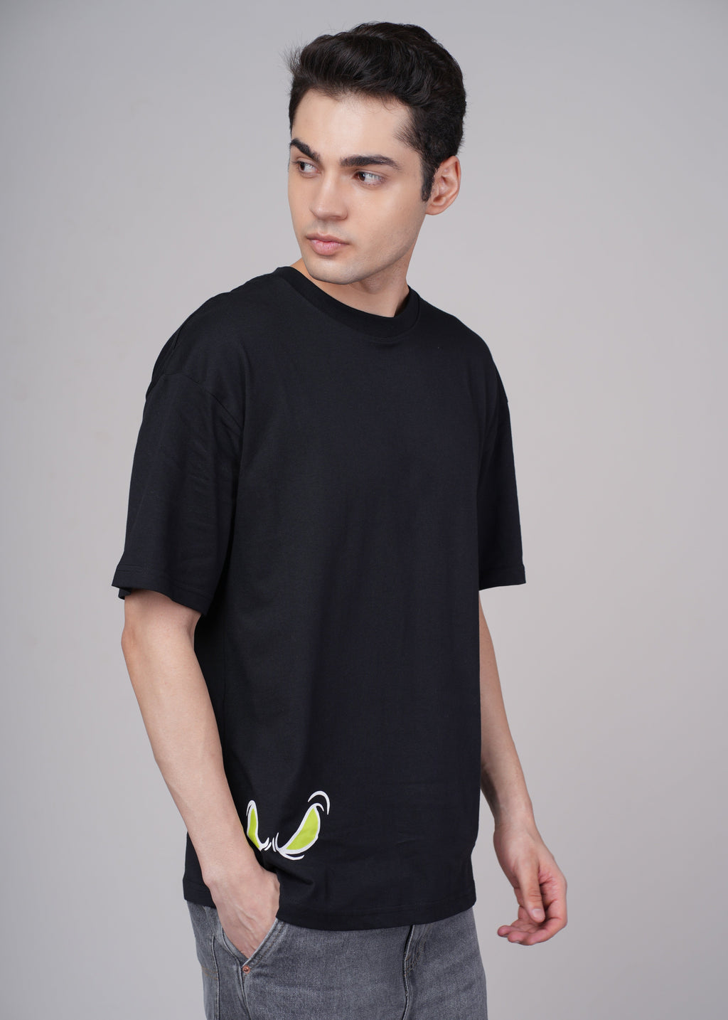 Men Black Graphic Cotton Oversized T-Shirt
