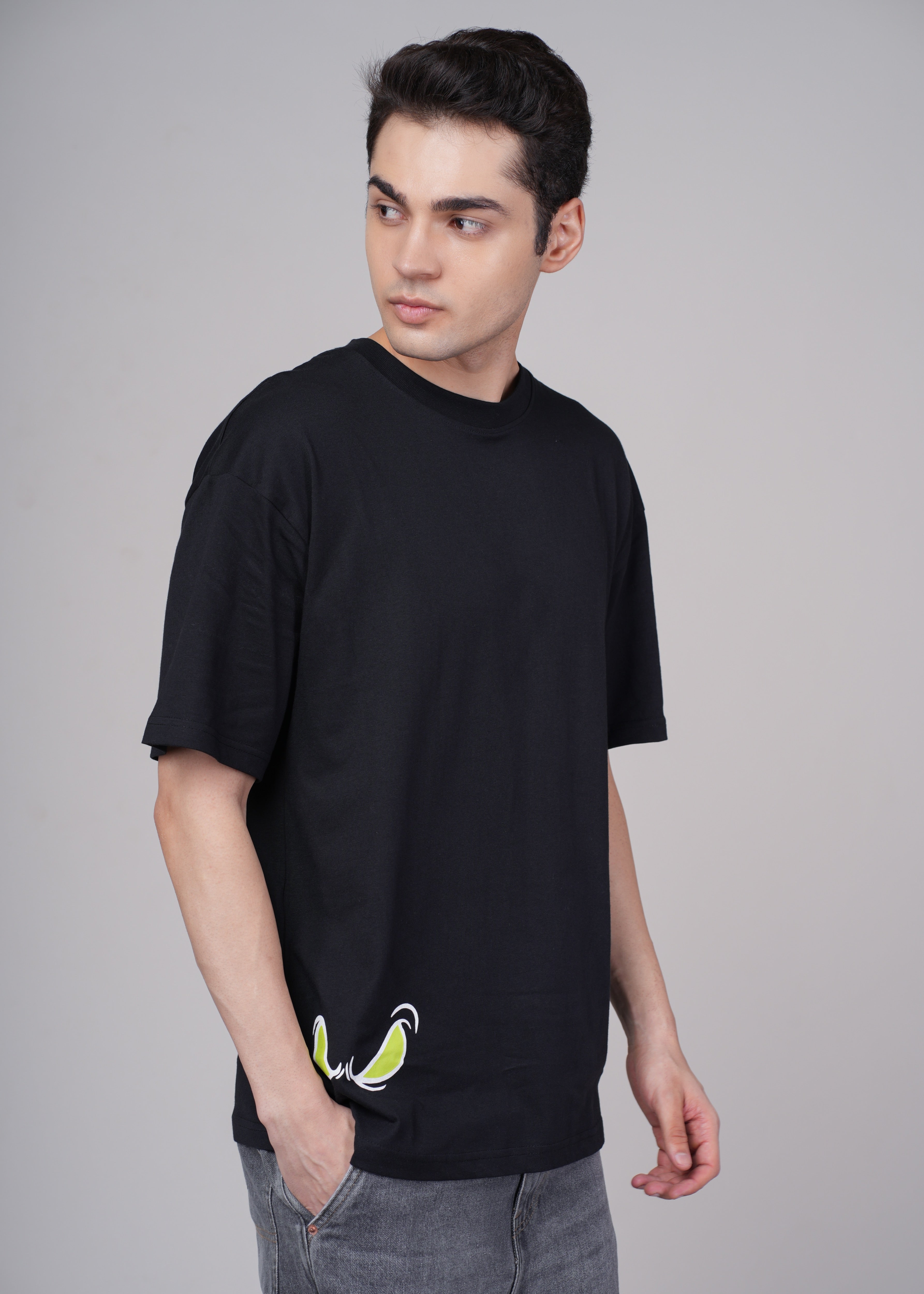 Men Black Graphic Cotton Oversized T-Shirt