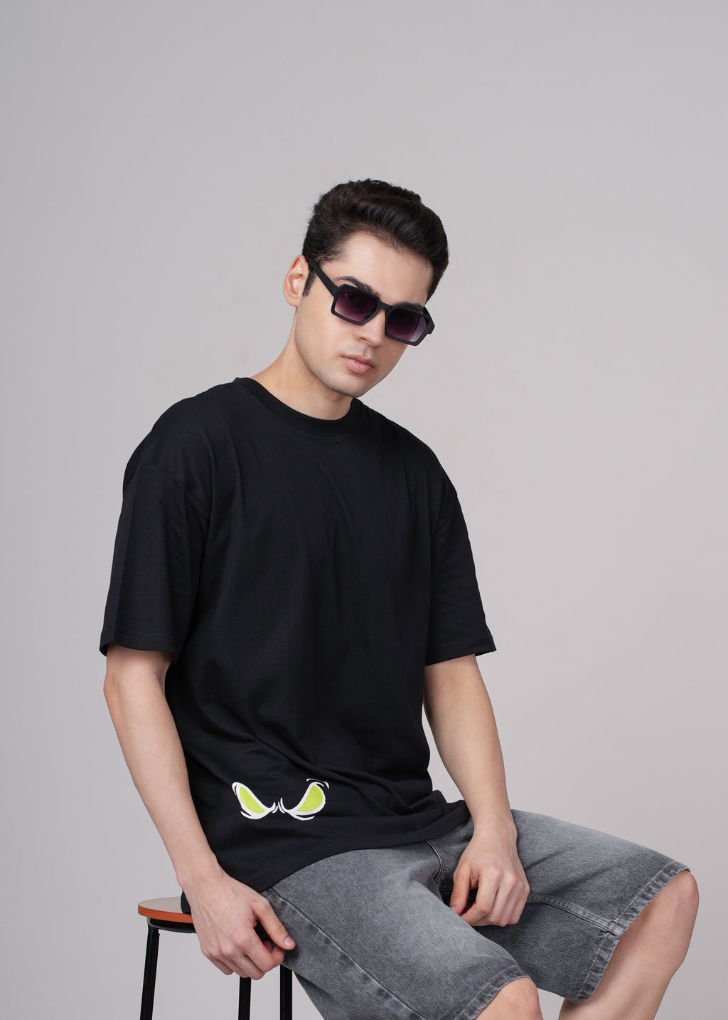 Men Black Graphic Cotton Oversized T-Shirt