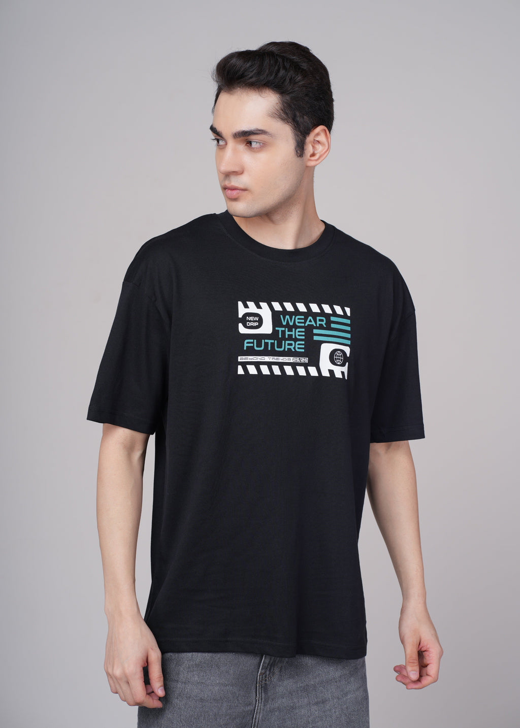 Men Black Graphic Cotton Oversized T-Shirt