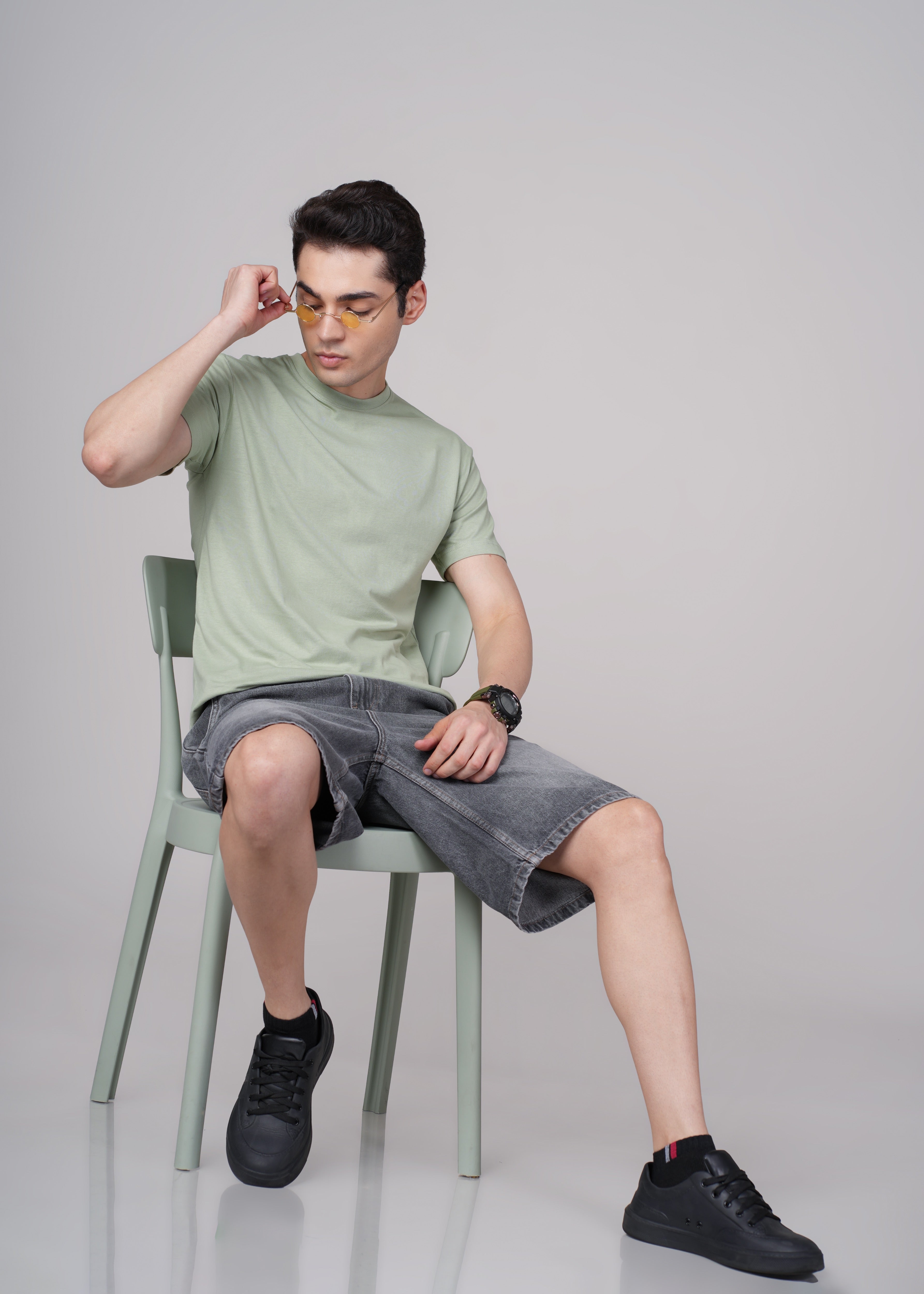 Men Teal Cotton Regular T-Shirt