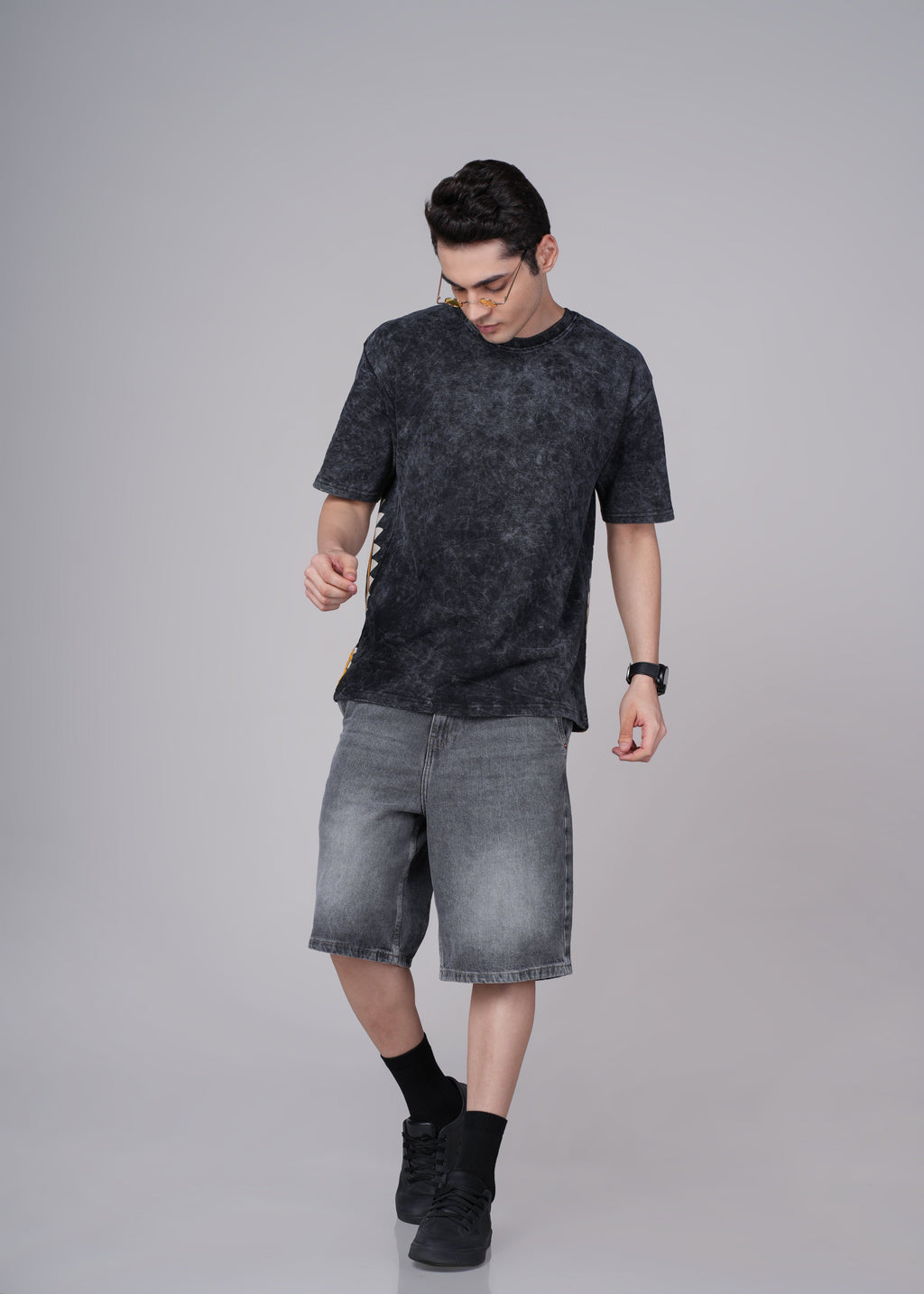 Men Black Cotton Oversized T-Shirt