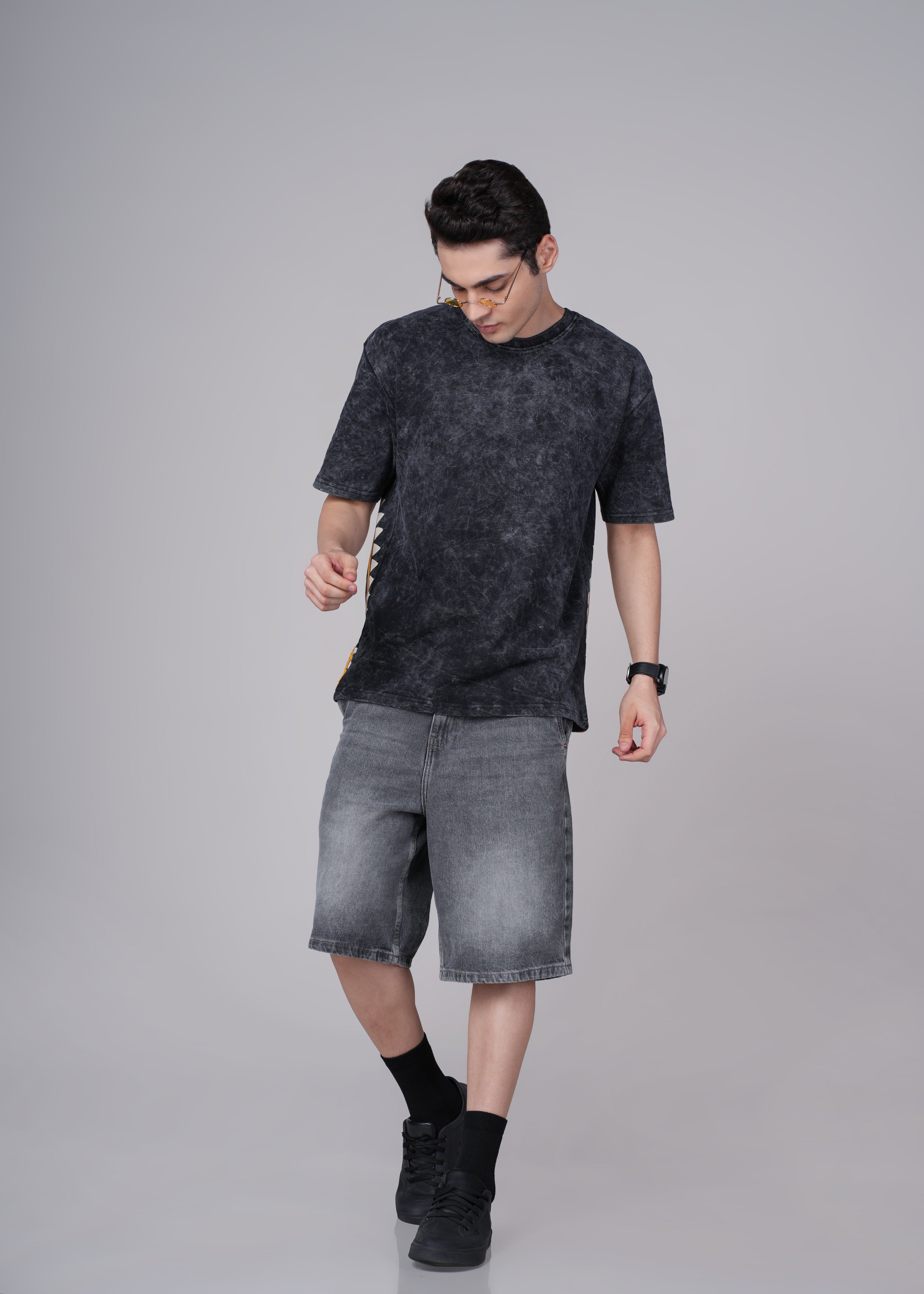Men Black Cotton Oversized T-Shirt